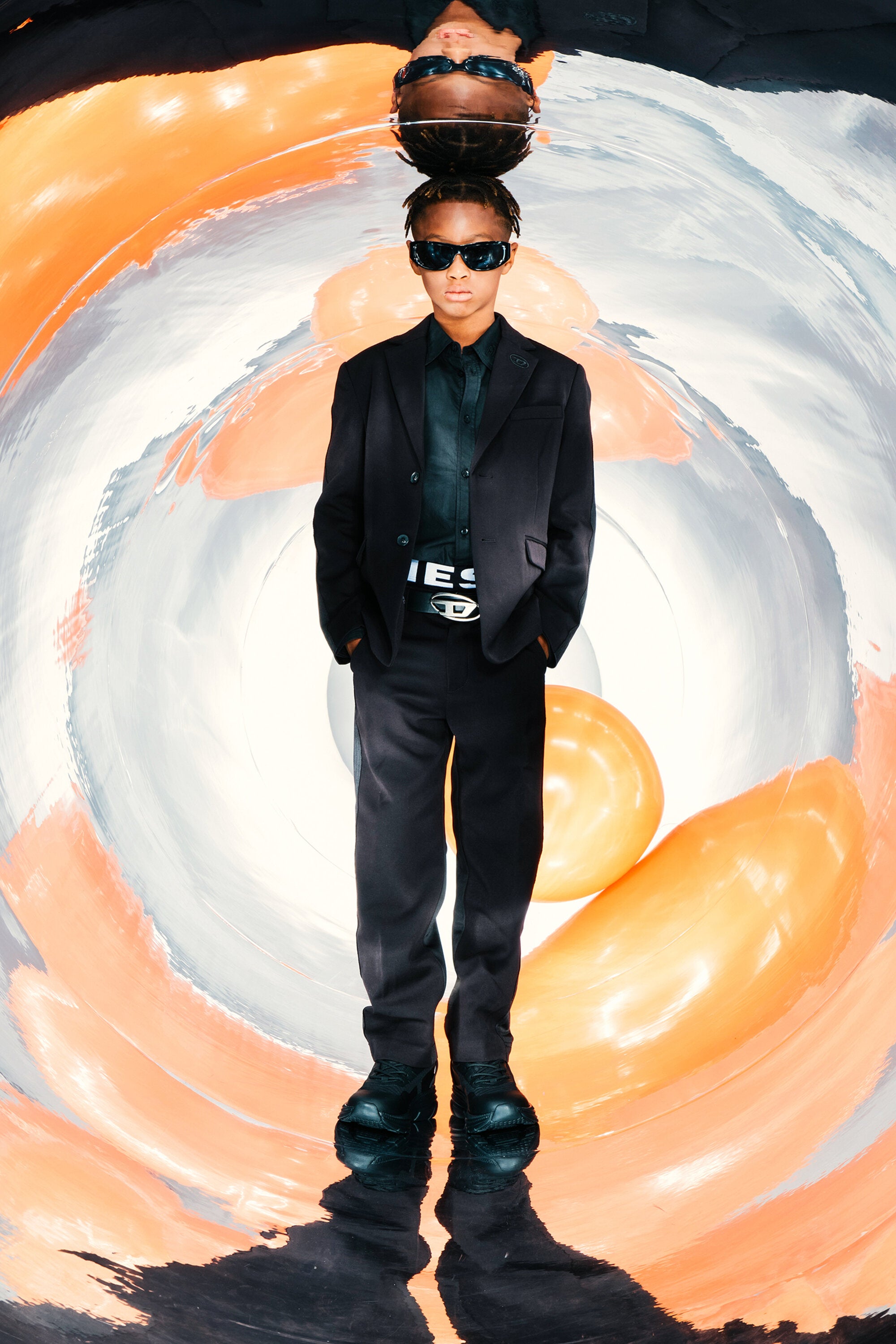 Oval D Logo Blazerjacke aus doppeltem Stoff