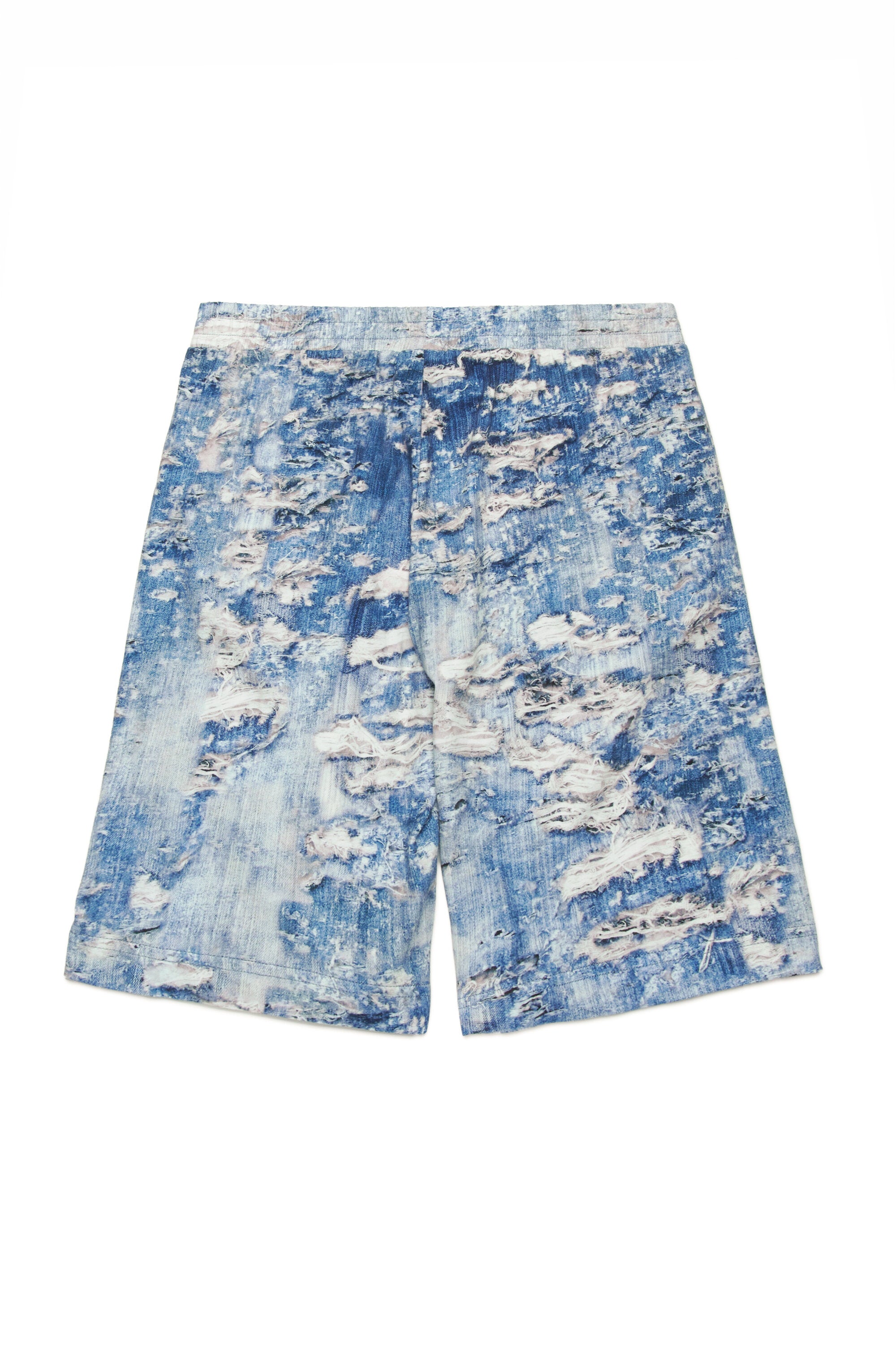 Shorts con stampa effetto denim strappato