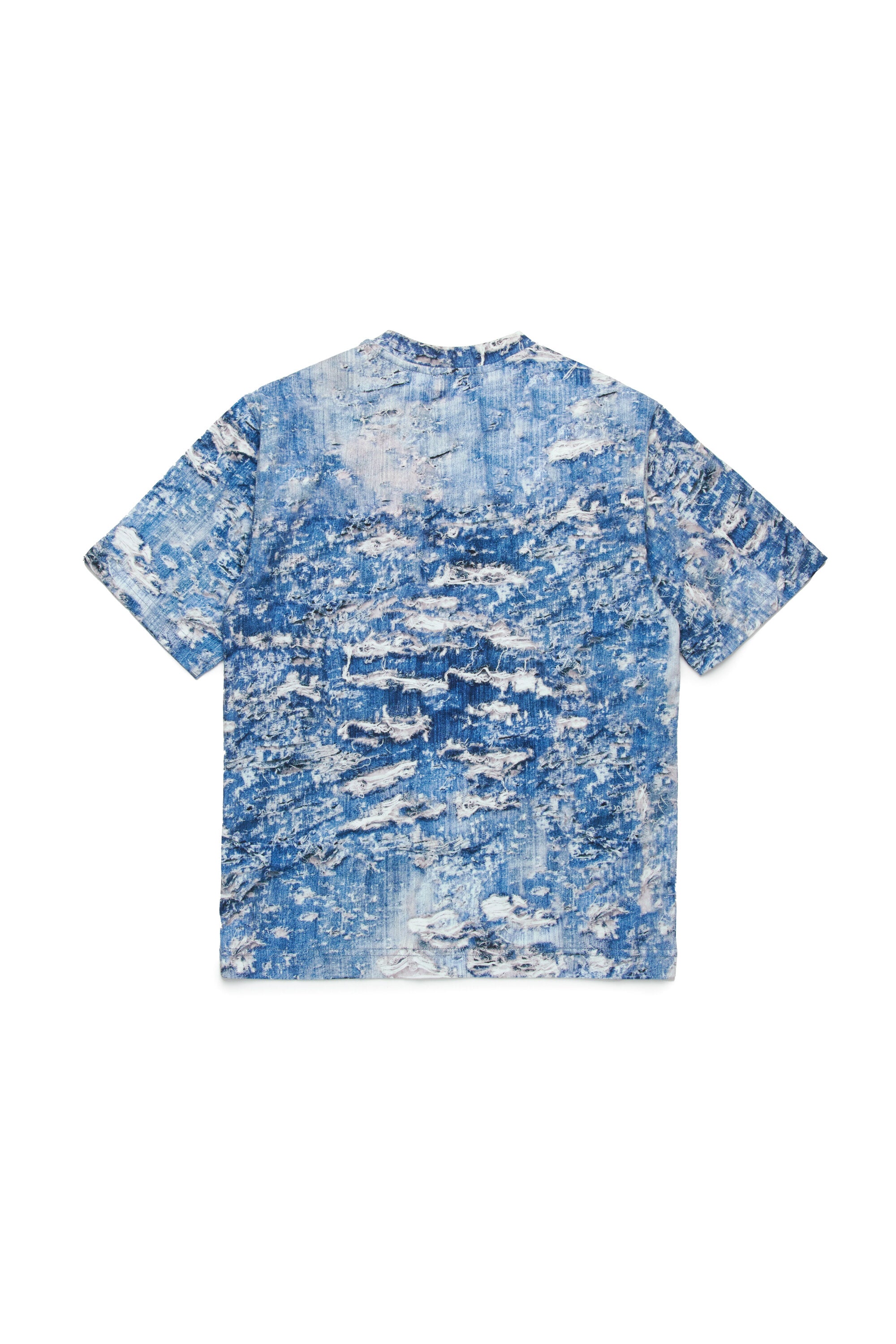 T-shirt with torn denim effect print