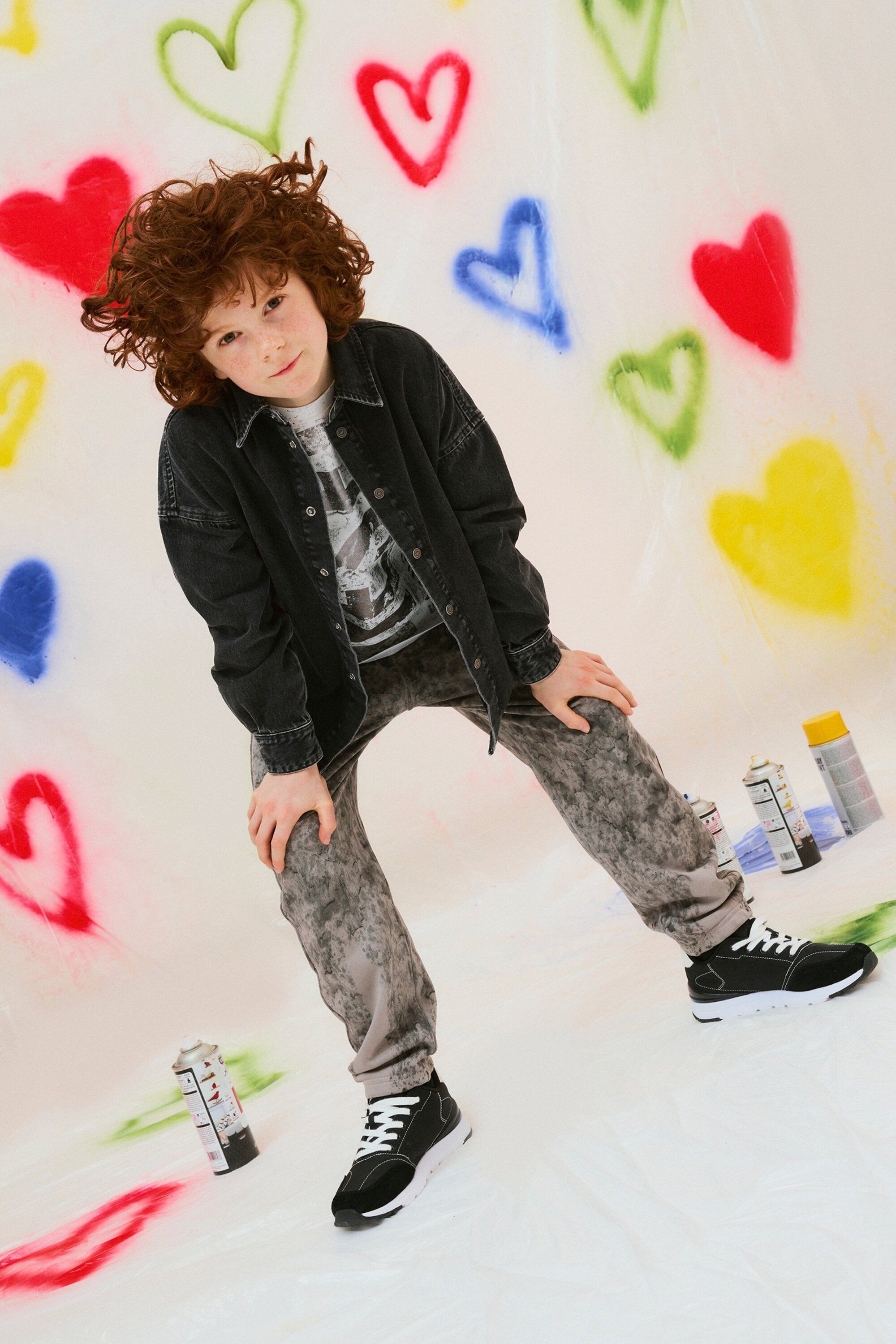 Schwarzes Jeanshemd mit Oval D maxi-Logo