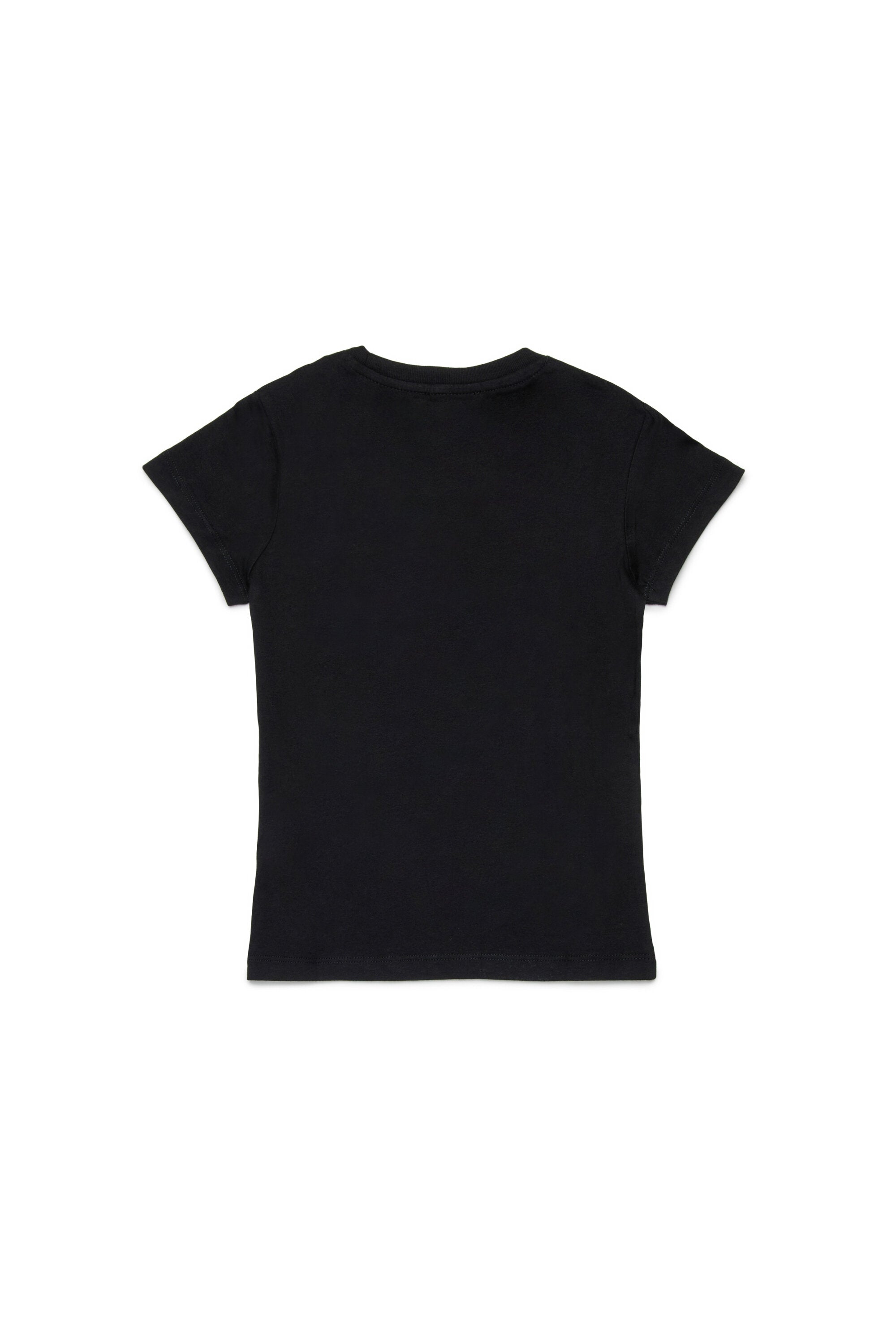 T-shirt in jersey con logo glitter sovrapposto