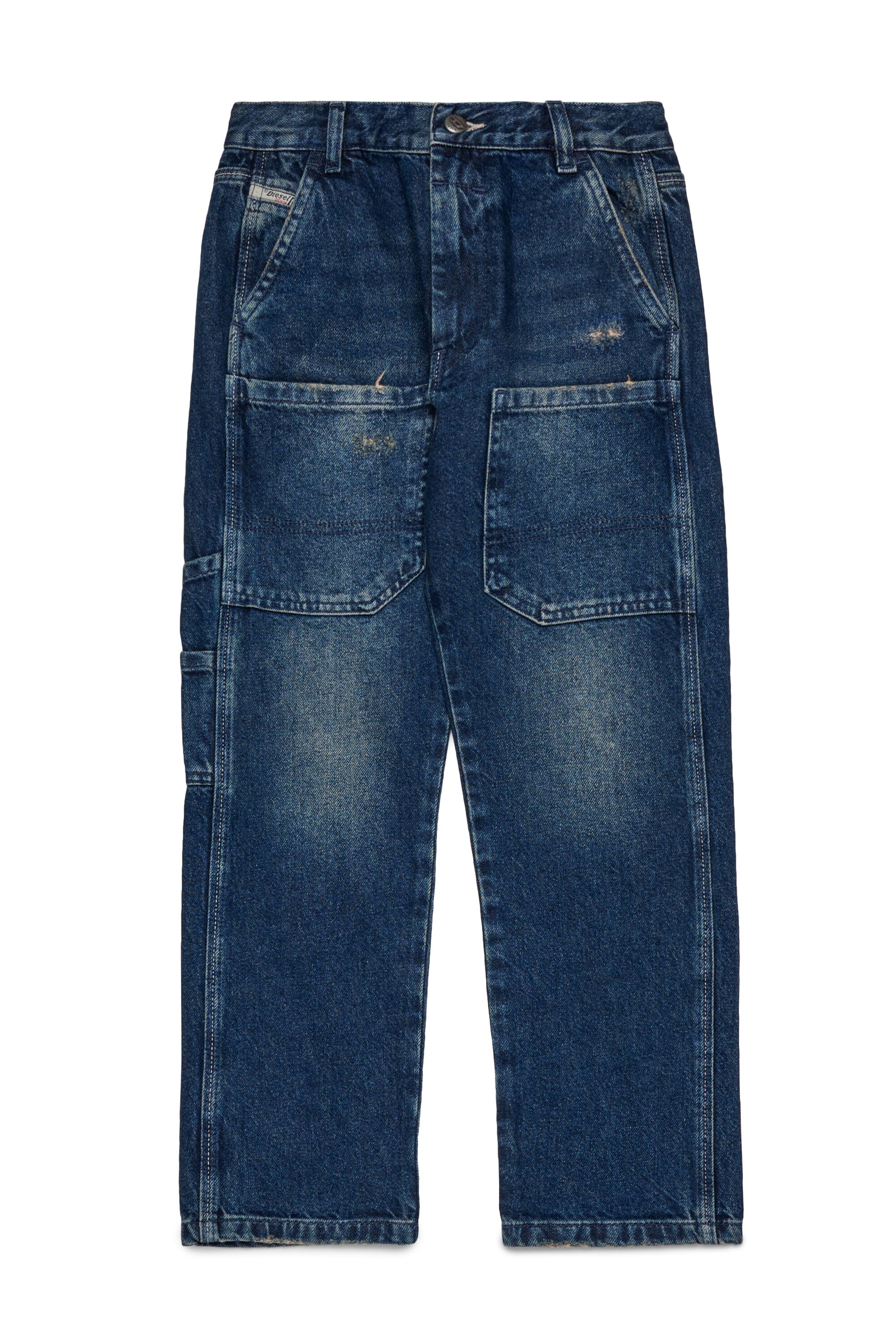 Dunkelblaue regular Jeans mit Dirty-Effekt - D-Berr