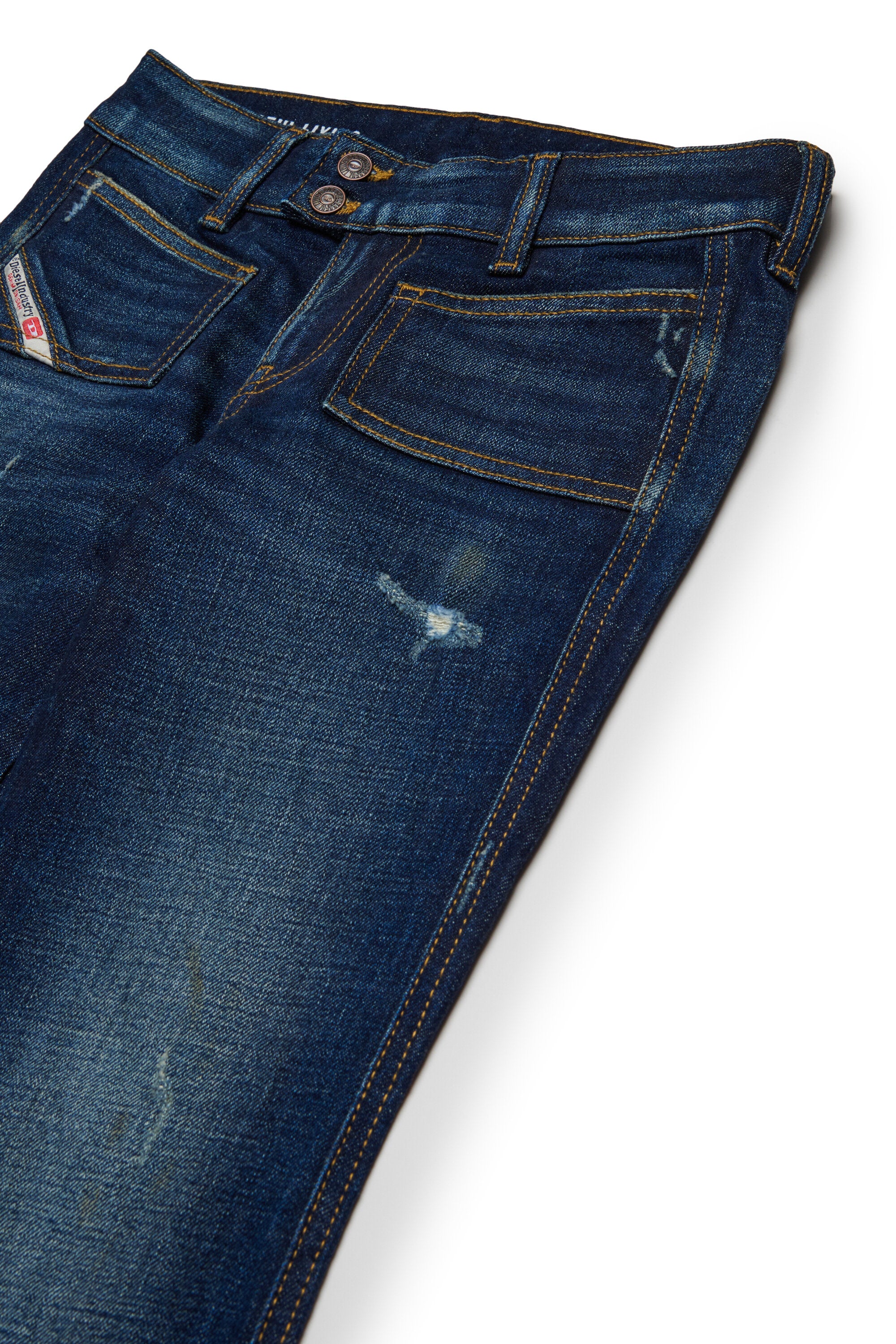 Jeans bootcut bleu foncé avec abrasions - D-Eki