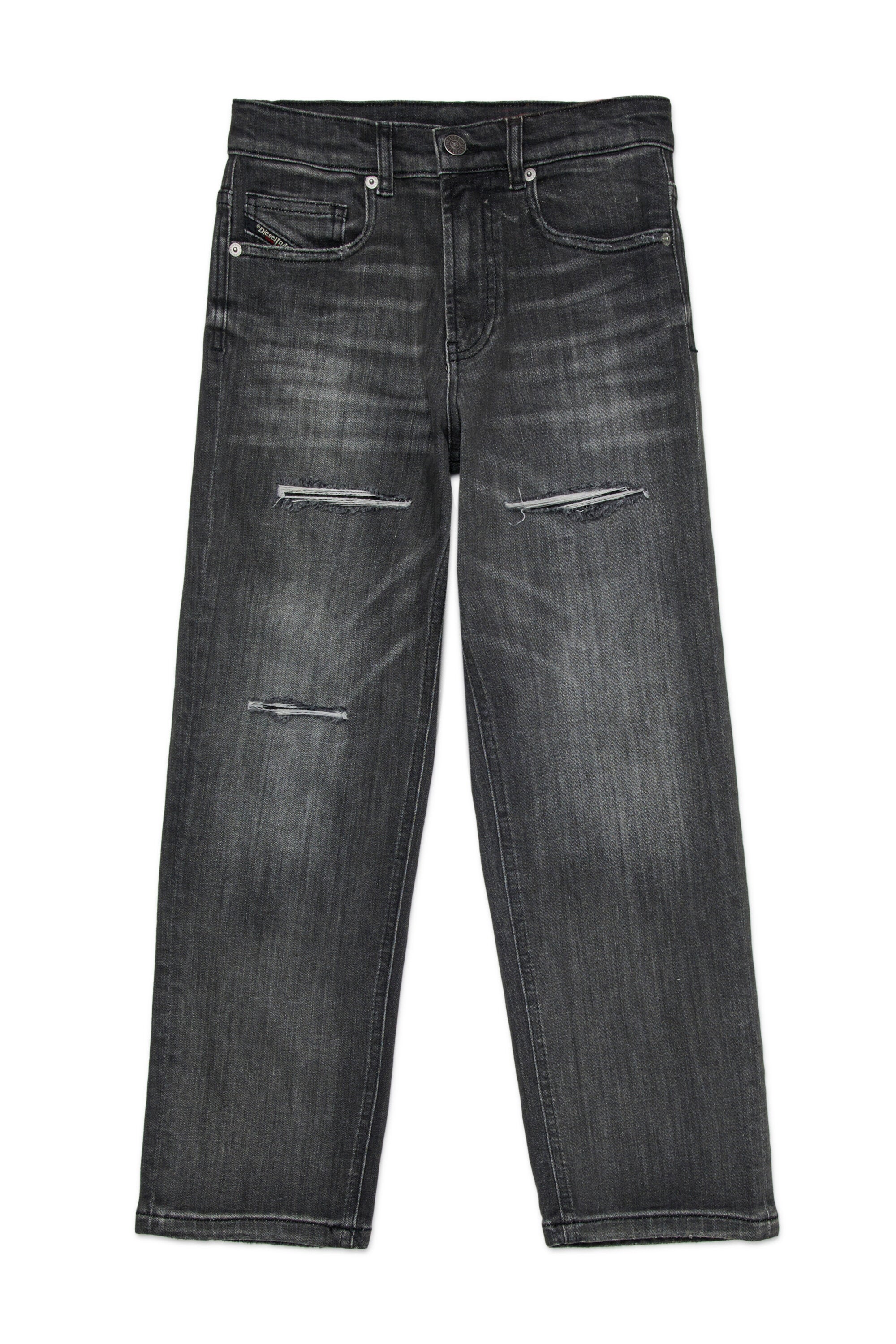 Dunkelgraue relaxed Jeans mit Rissen - D-Maki