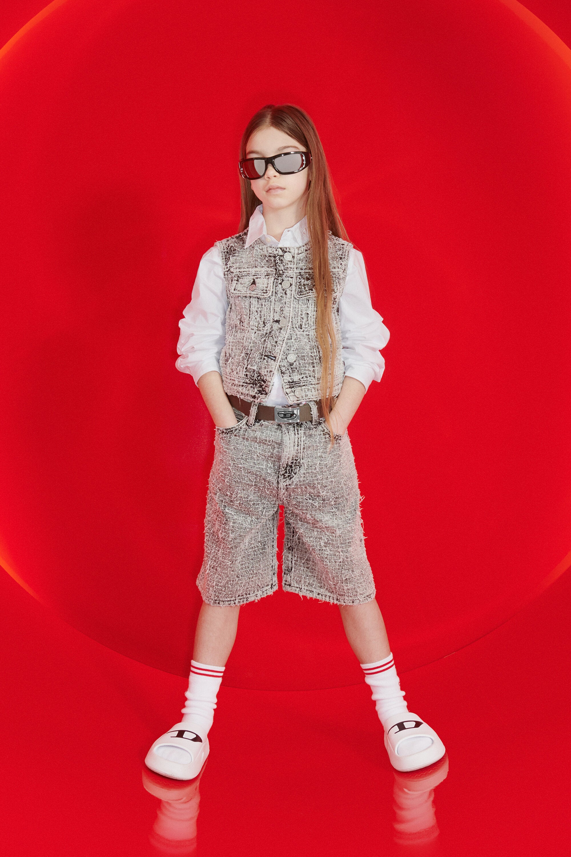 Shorts in denim effetto vissuto