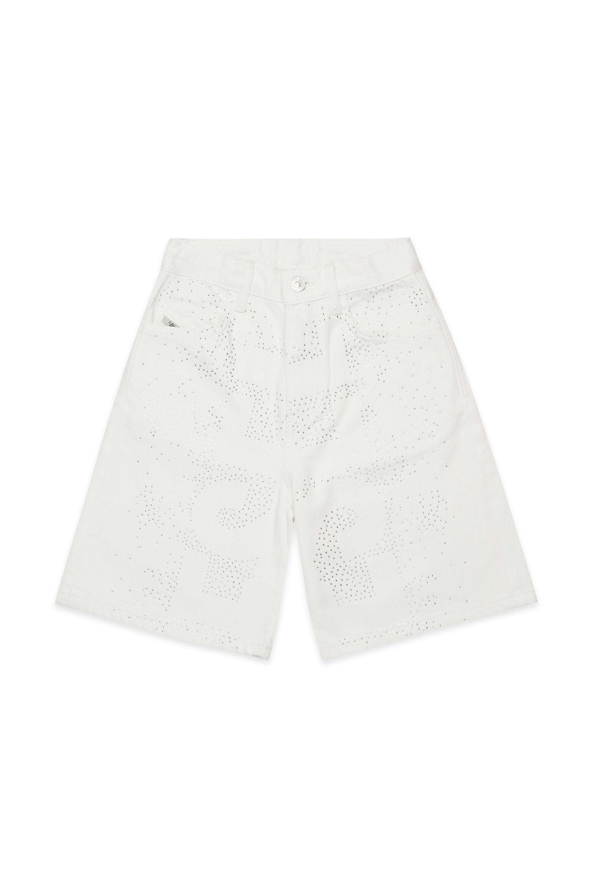 Denimshorts mit Applikationen auf der Vorderseite