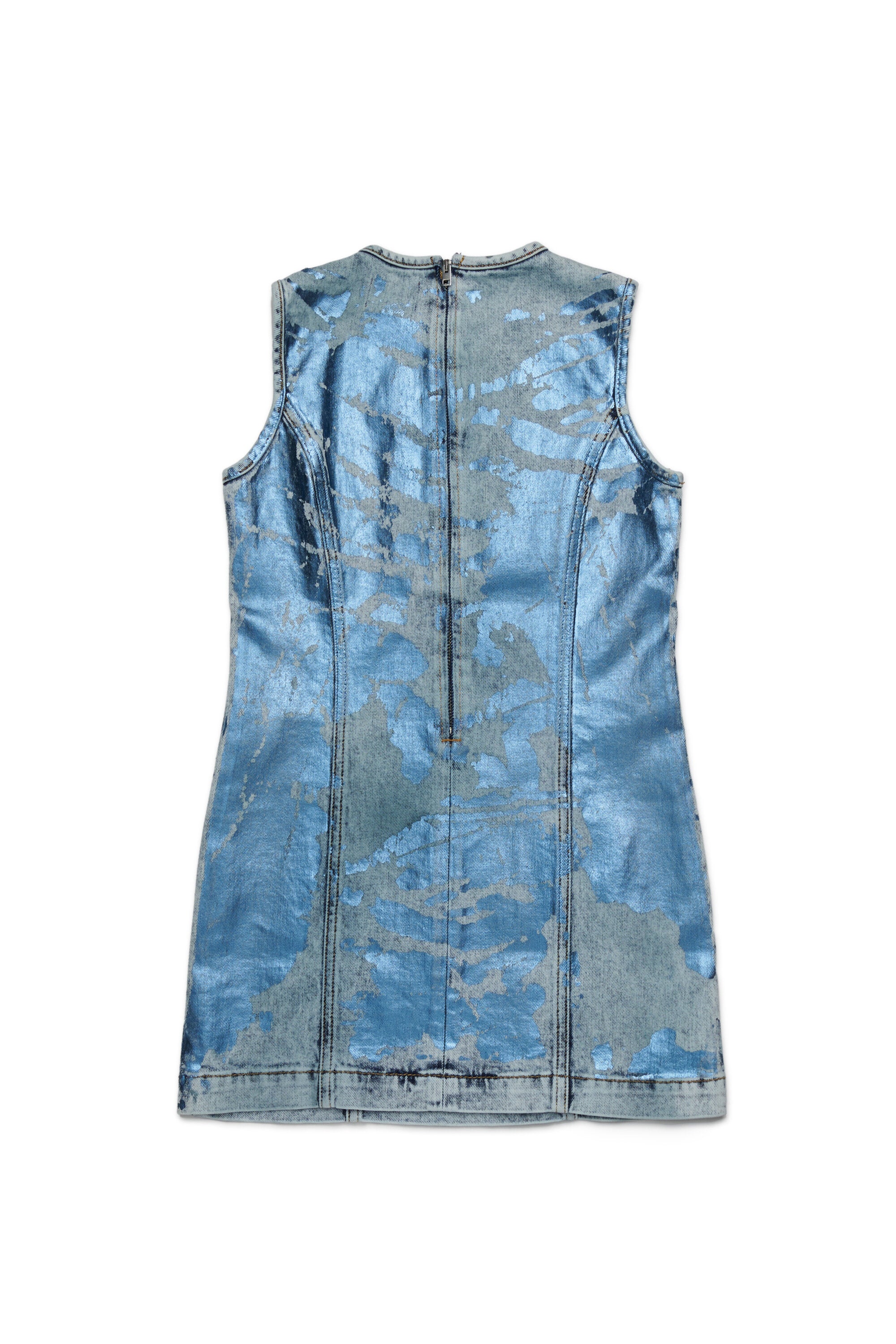 Abito smanicato in denim con finishing mylar