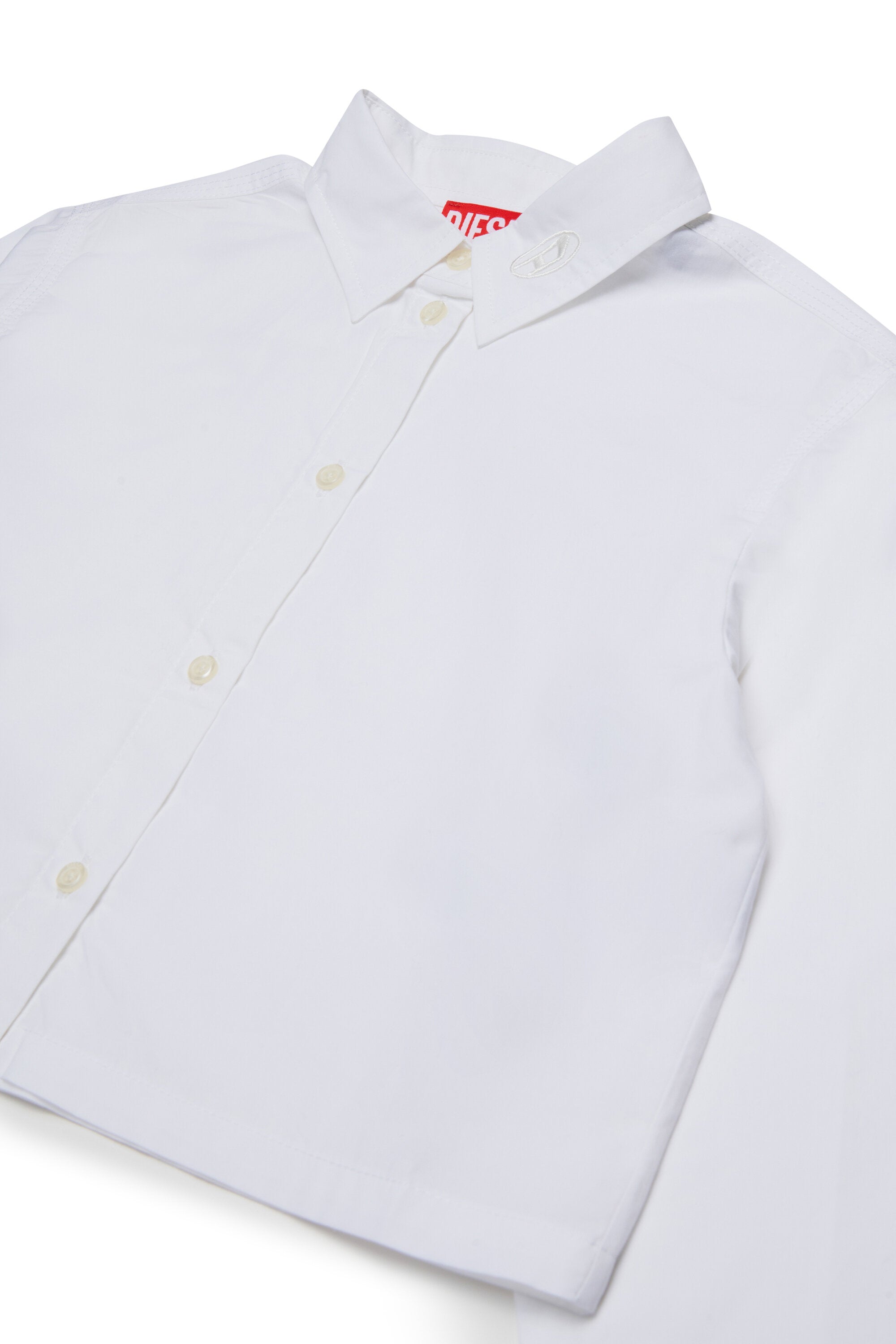 Camicia boxy in popeline con logo sul colletto