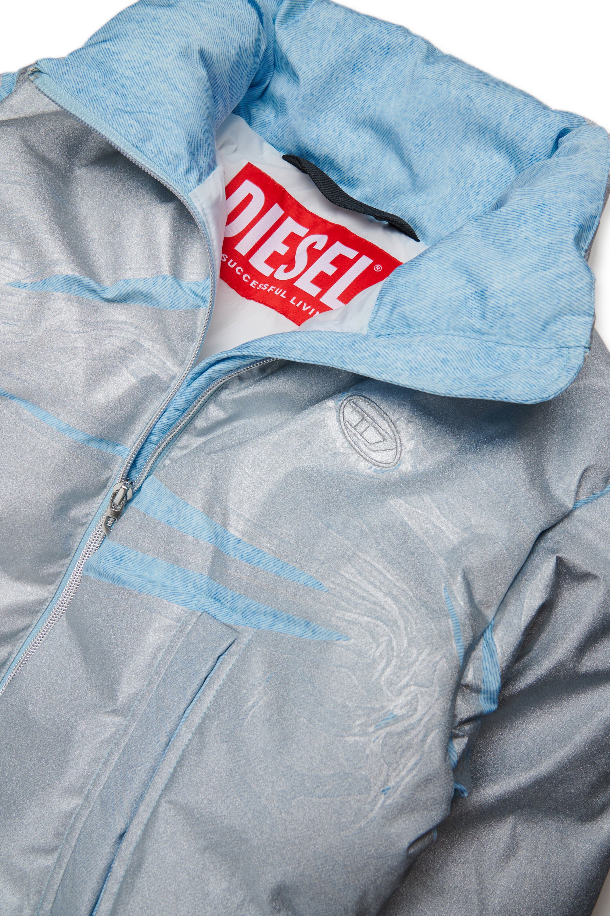 Mylar-effect short padded jacket