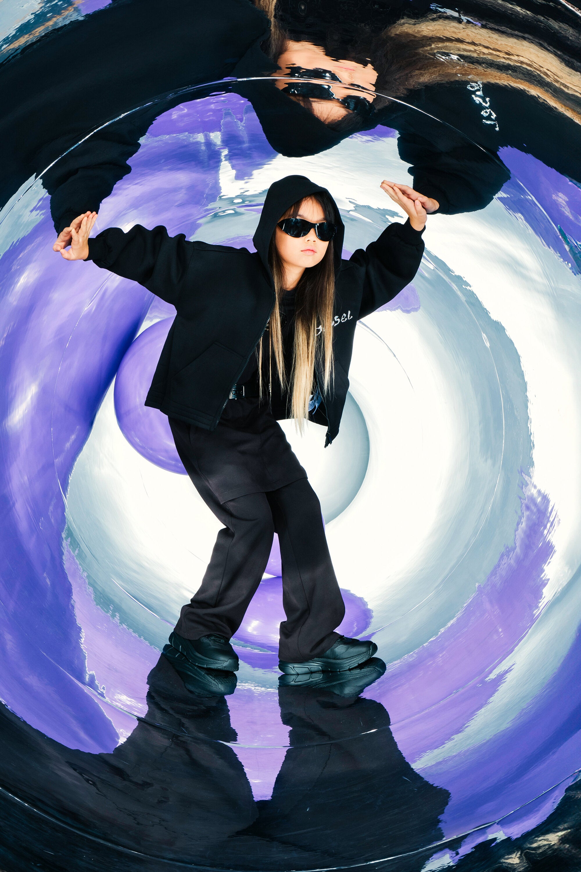 Sweatshirt mit Reißverschluss und Diesel Druck Wassereffekt