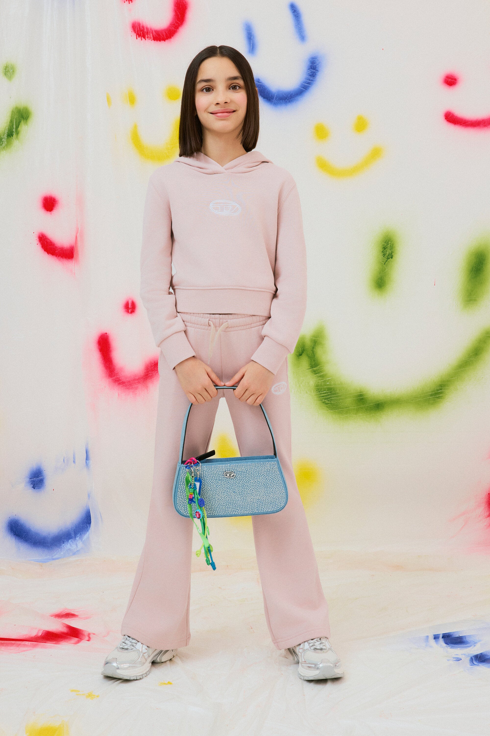 Felpa con cappuccio e logo Oval D