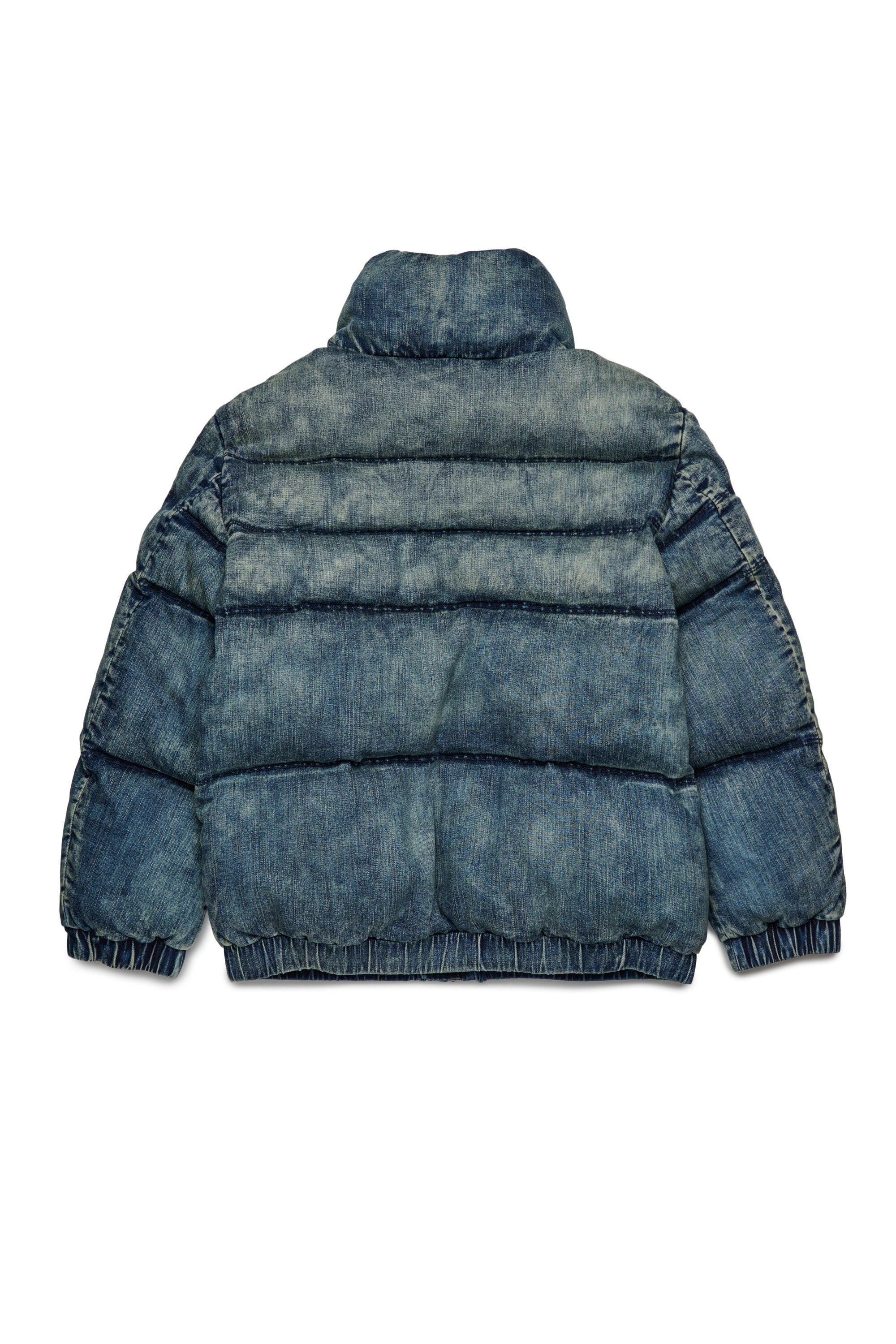 Veste courte matelassée en denim effet sale