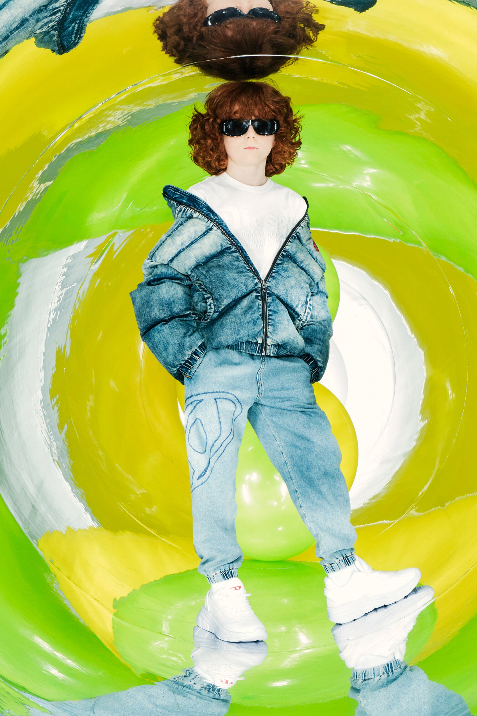 Giacca imbottita corta in denim effetto dirty