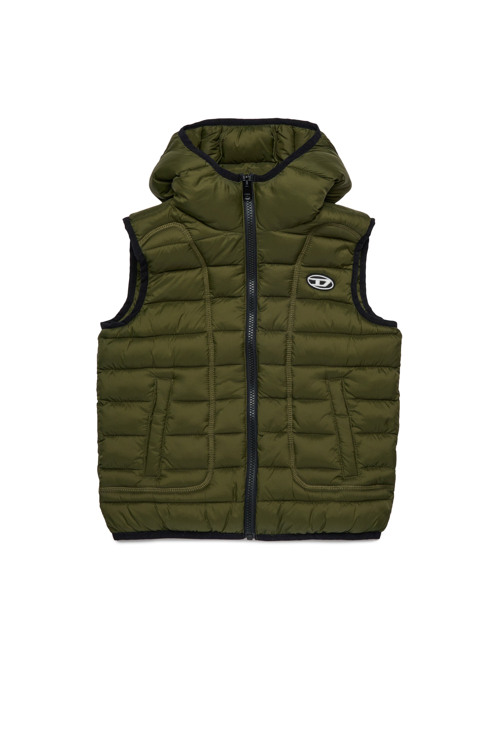 Gilet lightweight con cappuccio e logo Oval D