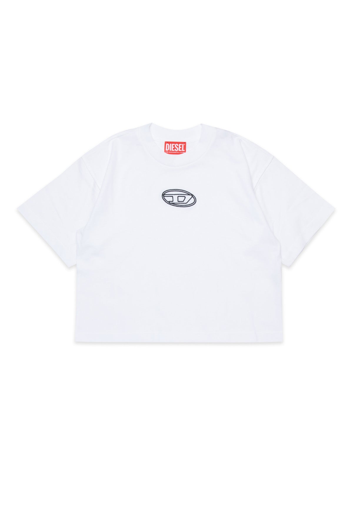 T-shirt boxy in jersey con logo Oval D