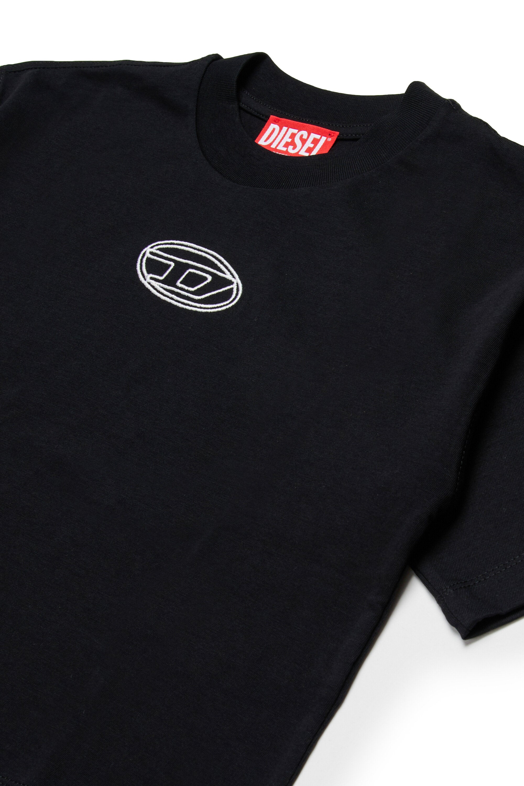 T-shirt boxy in jersey con logo Oval D