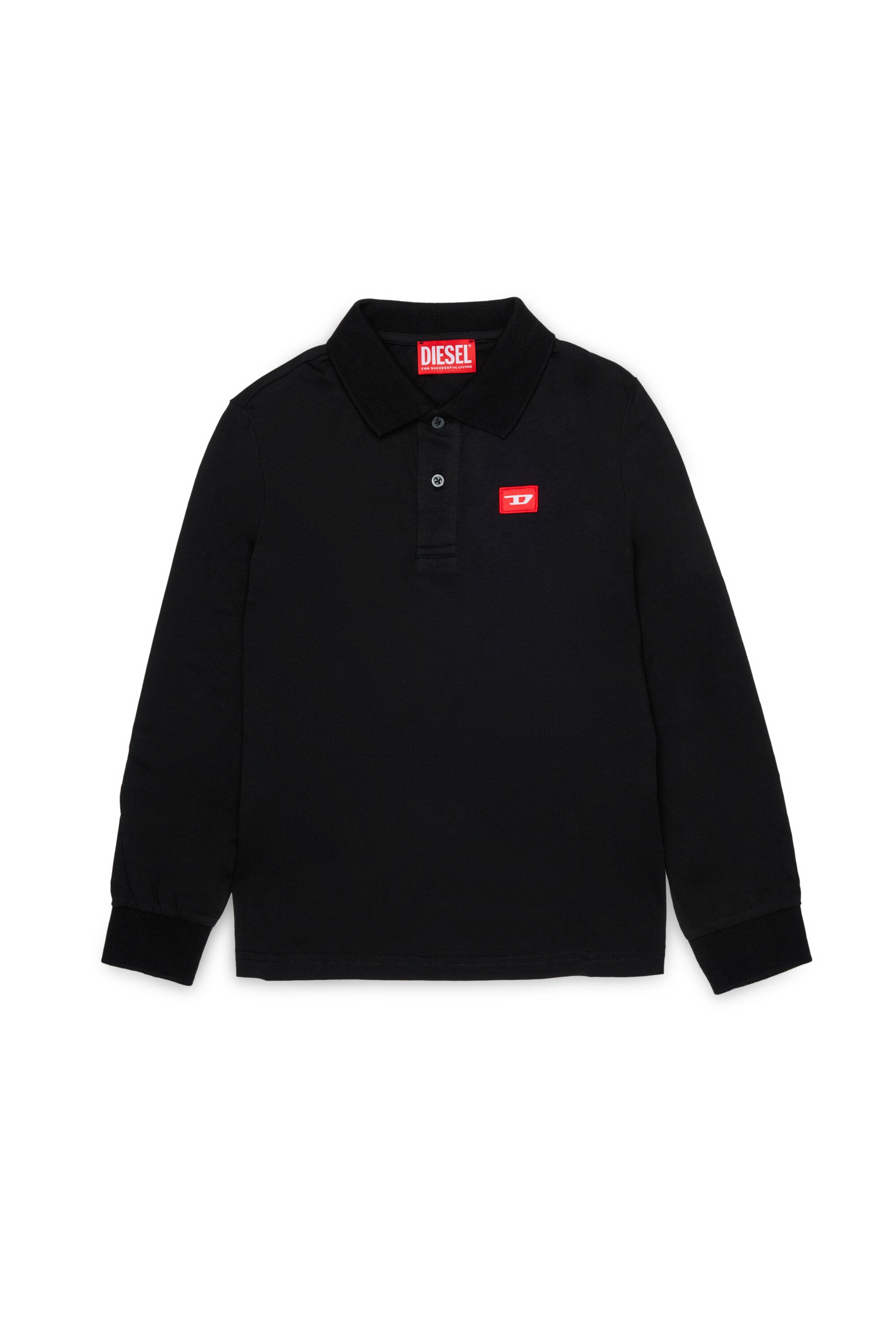 Jersey-Poloshirt mit rotem "D"-Aufnäher