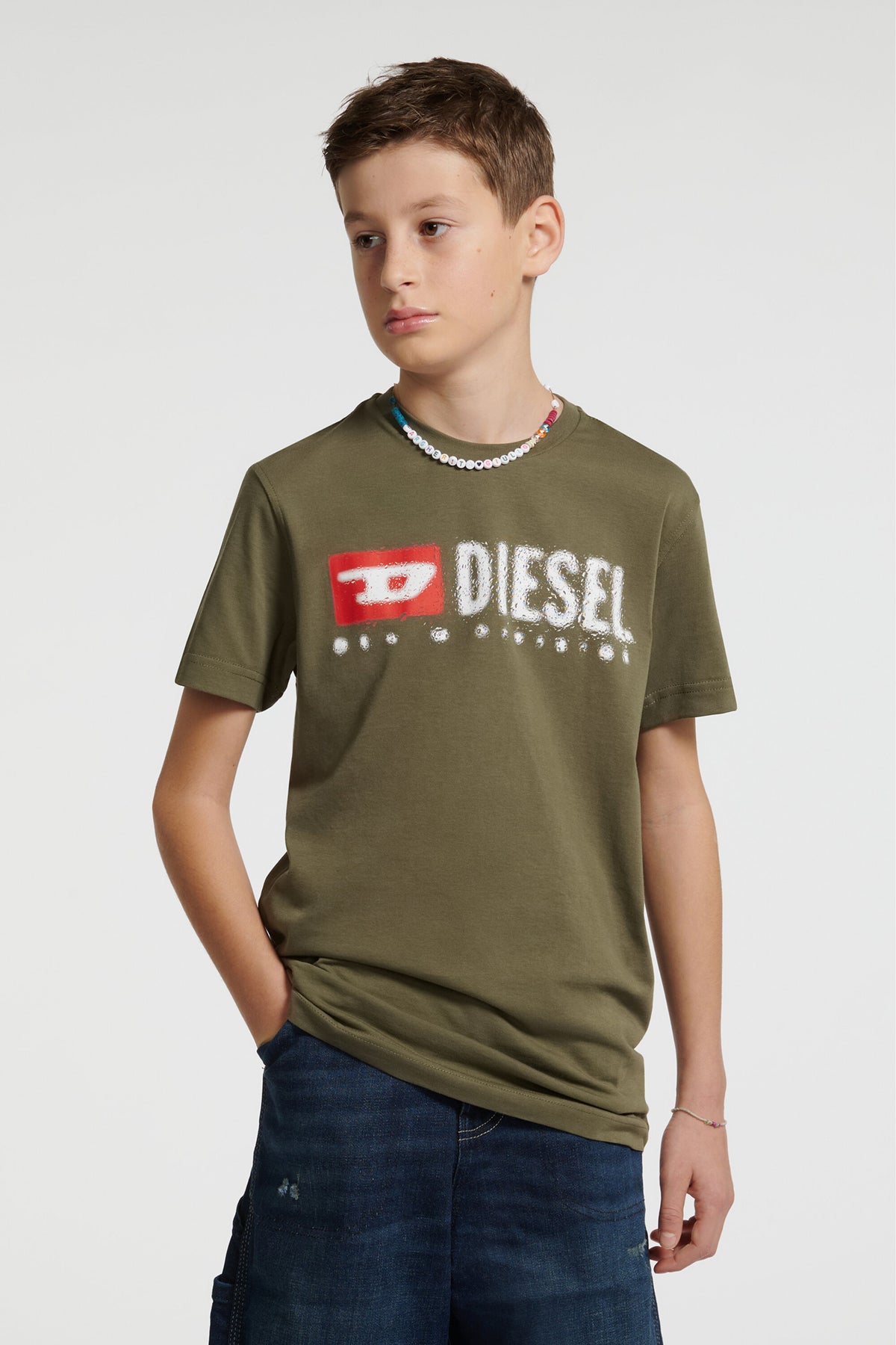 T-shirt in jersey con logo Diesel Denim Division