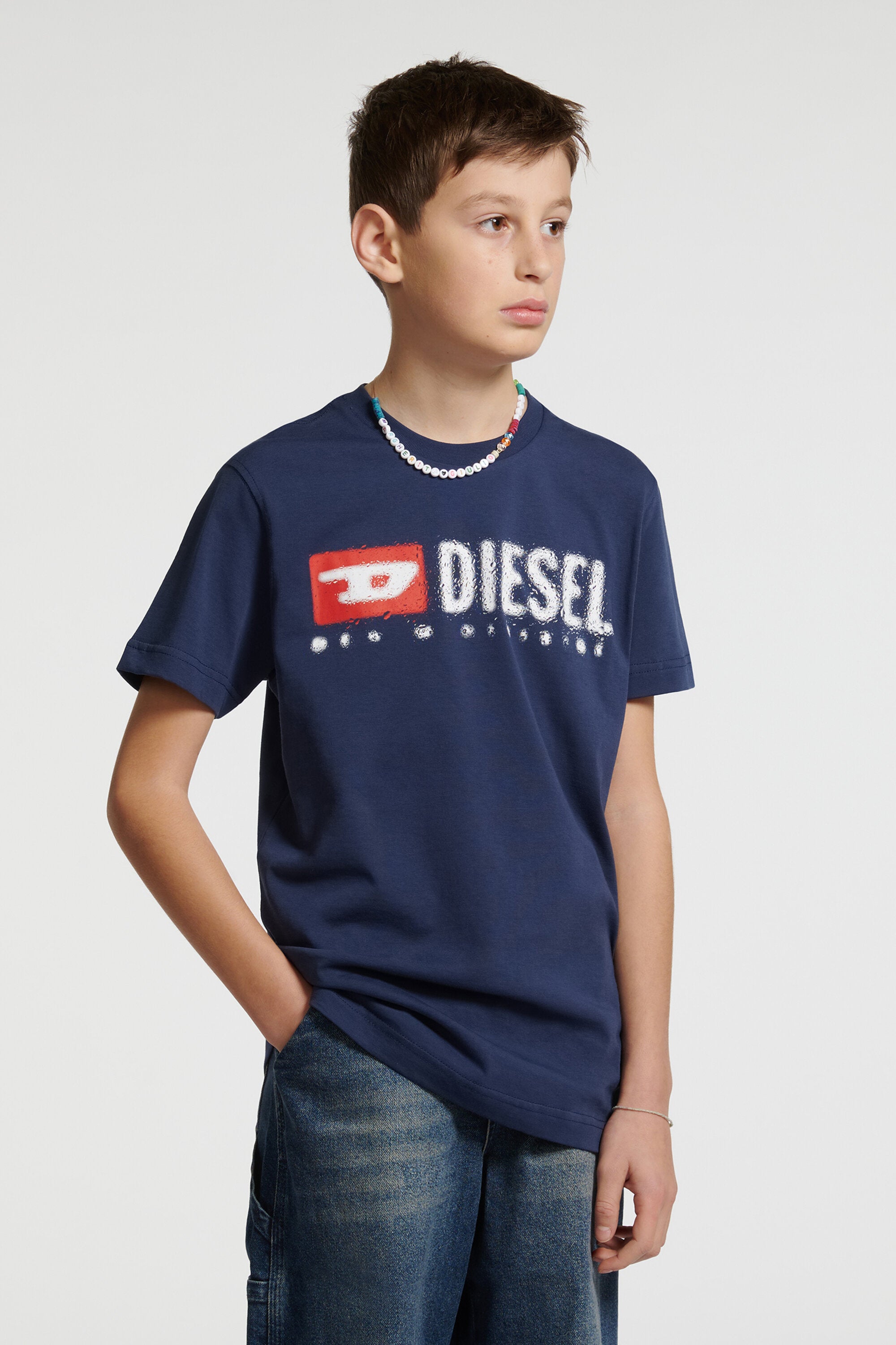 T-shirt in jersey con logo Diesel Denim Division