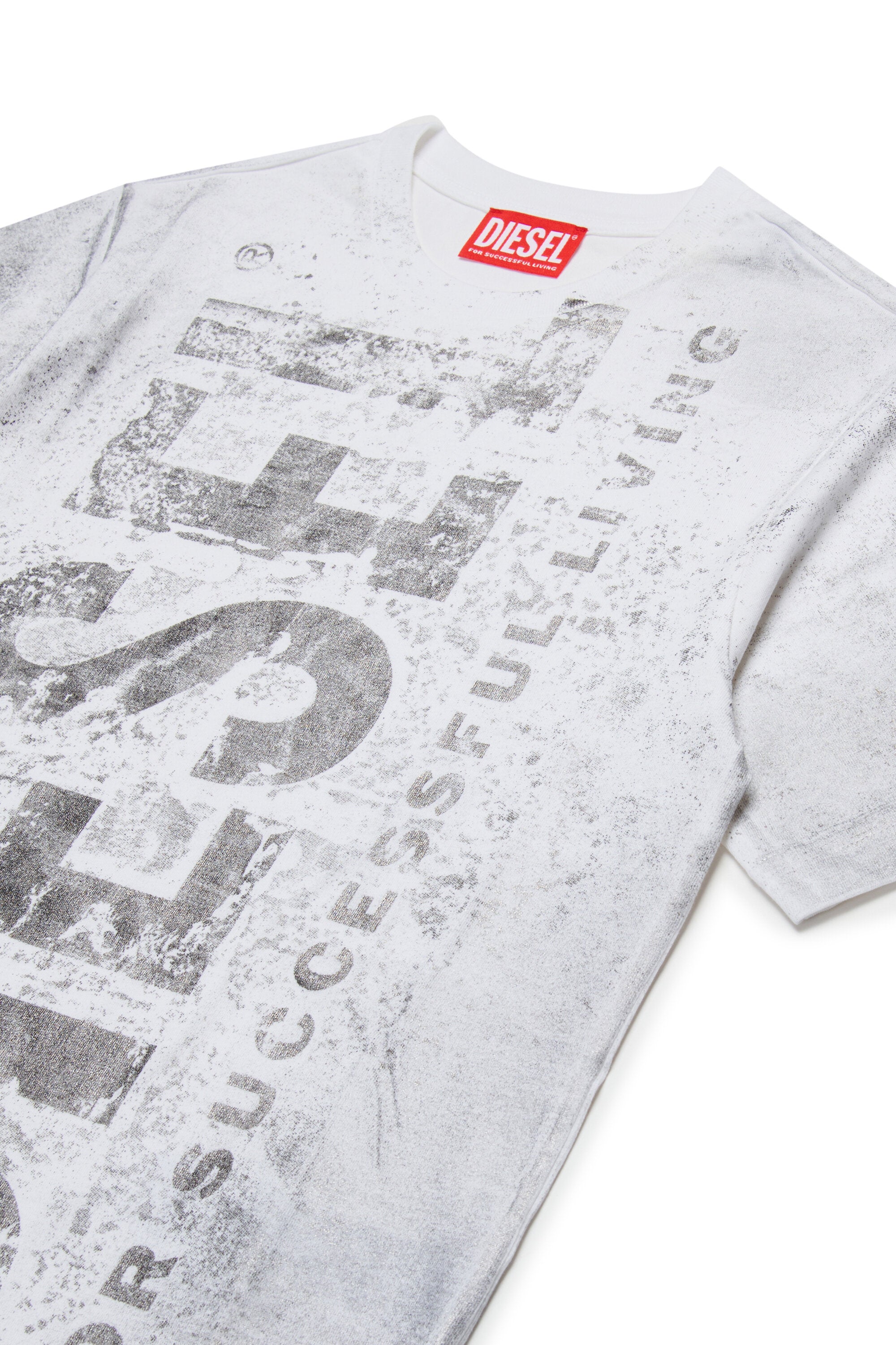 T-shirt en jersey à effet usé marqué du maxi logo