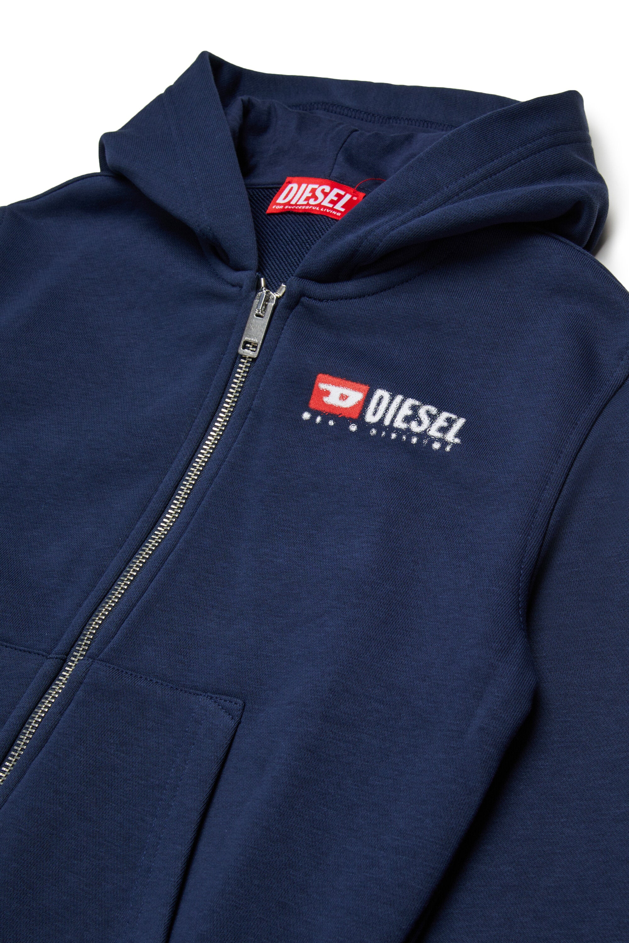 Felpa a zip con cappuccio e logo Diesel Denim Division