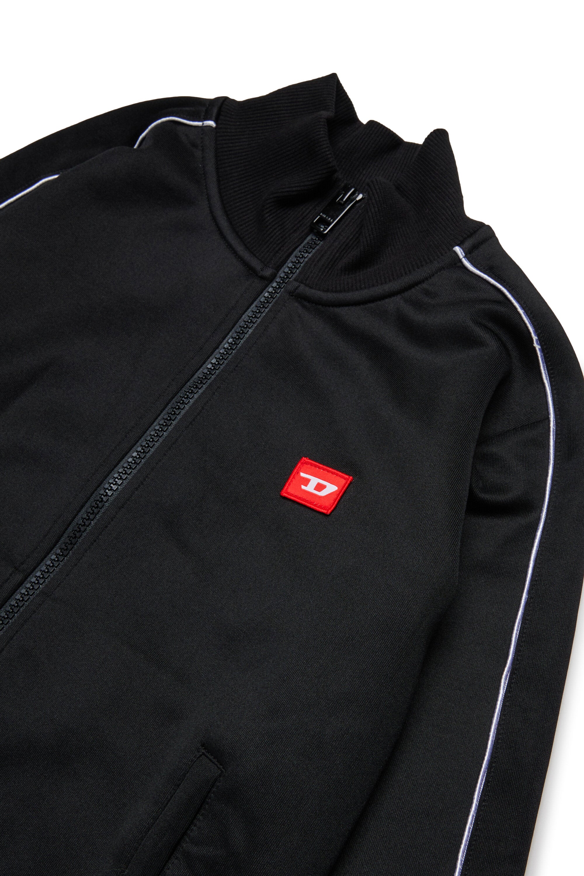 Triacetat-Sweatshirt mit Reißverschluss und rotem "D"-Aufnäher