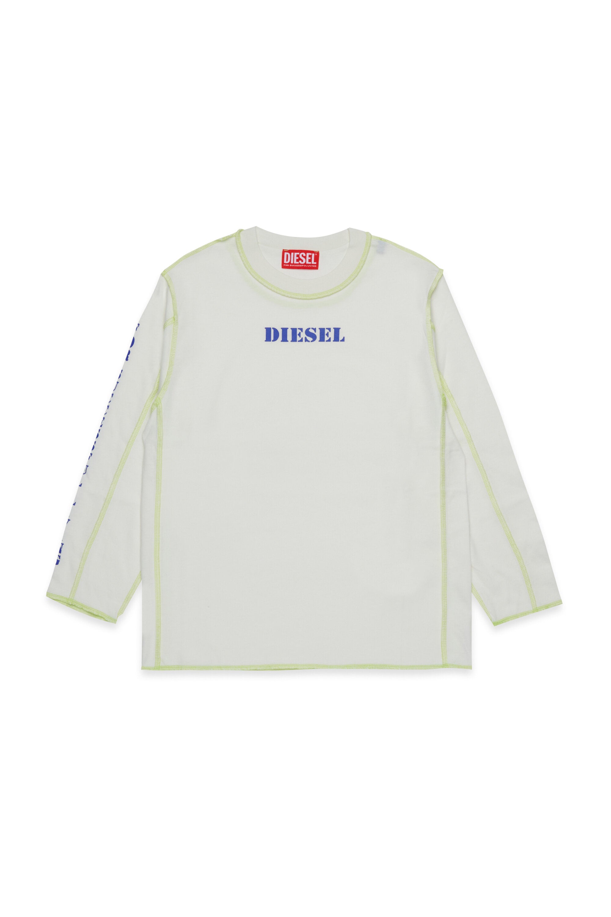 T-shirt manica lunga in misto cotone con stampa Diesel