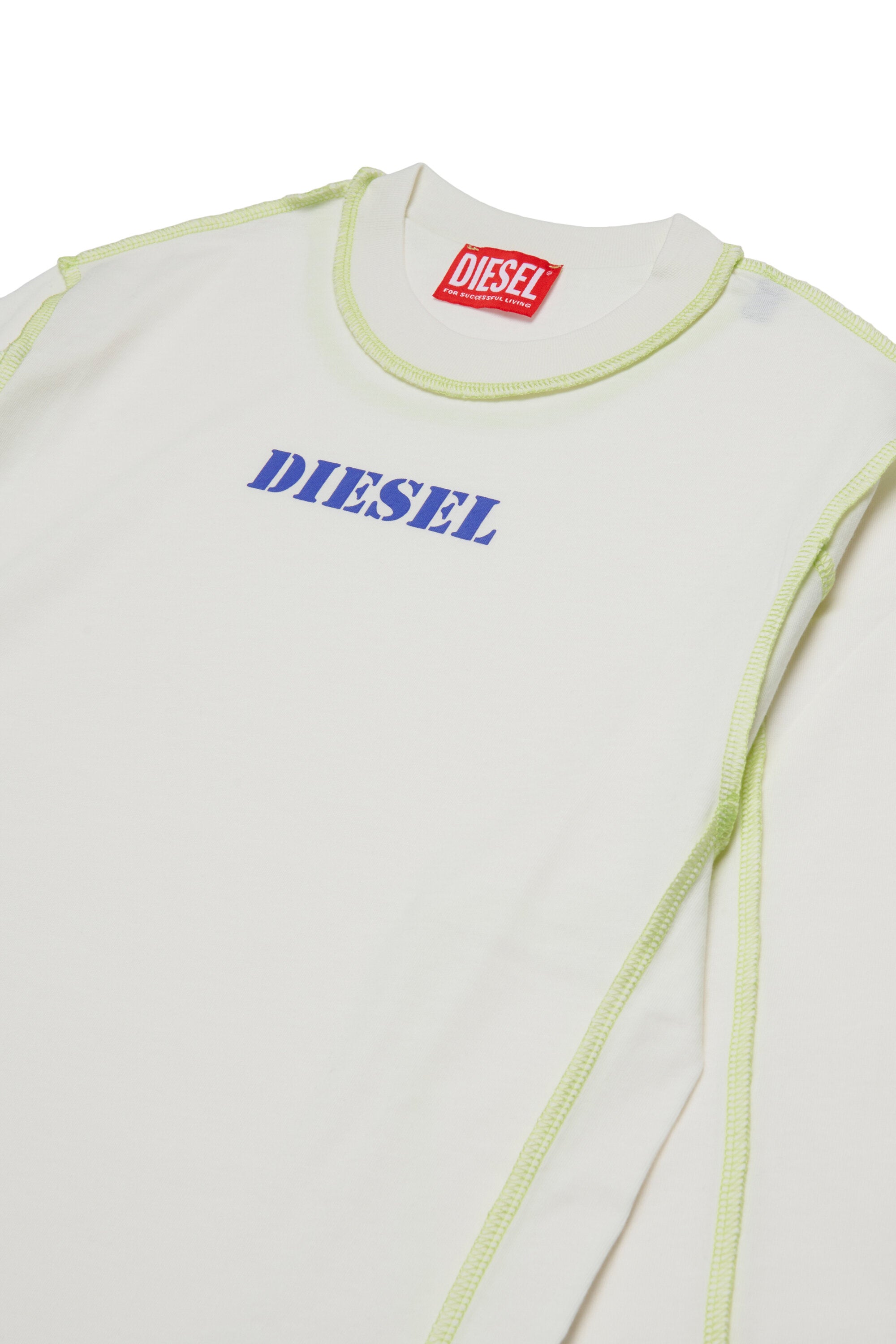 T-shirt manica lunga in misto cotone con stampa Diesel