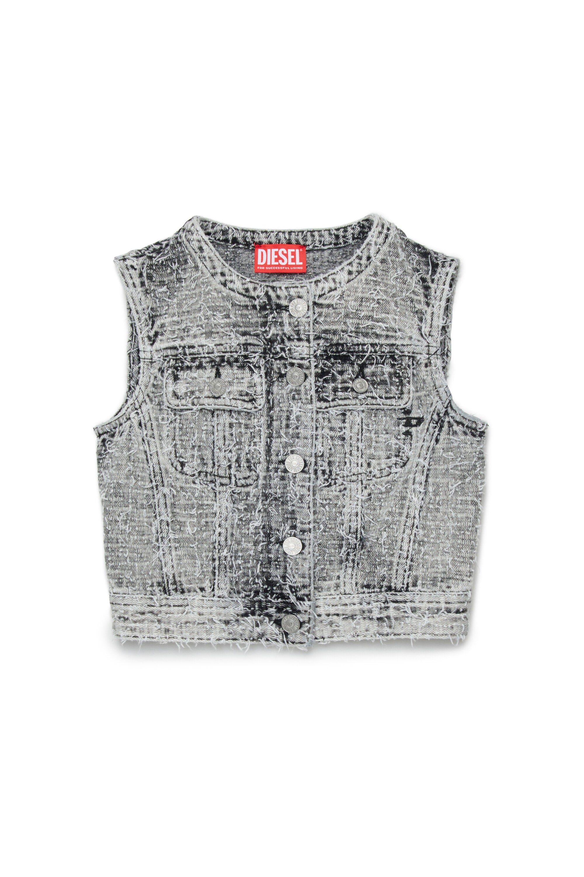 Ärmellose Jeansjacke mit Logo