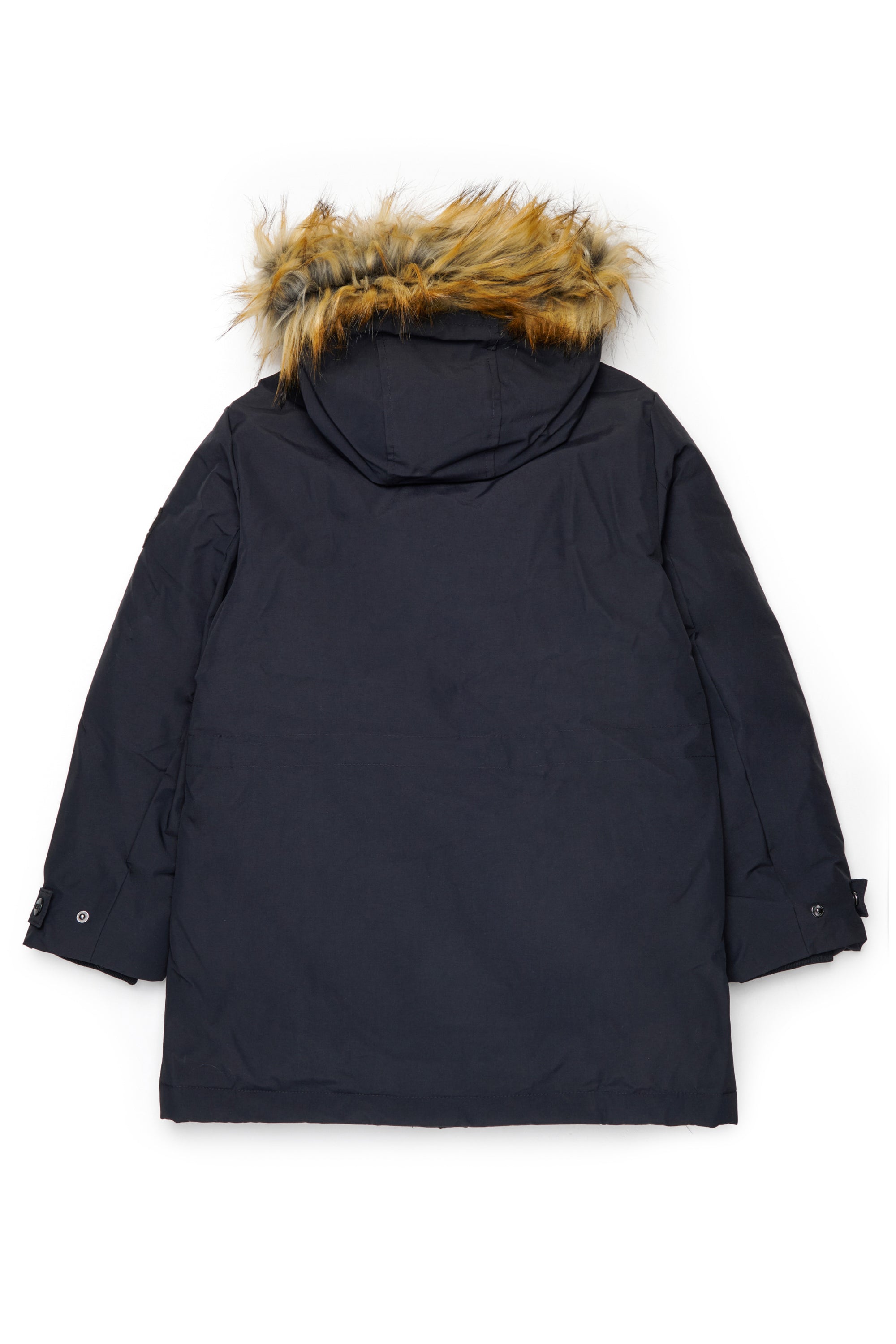 Chaqueta acolchada con capucha de piel sintética