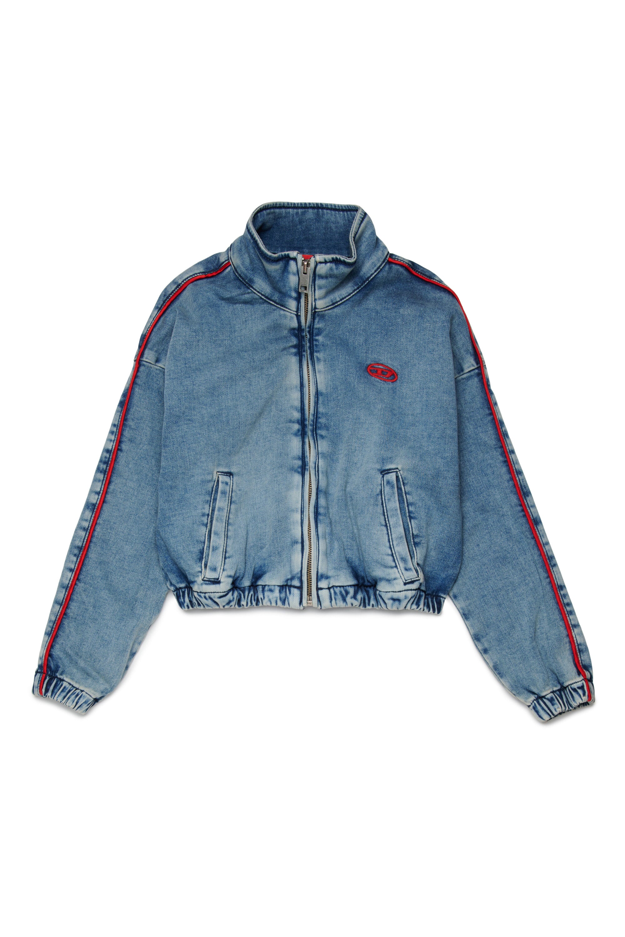 Giacca denim con logo ricamato