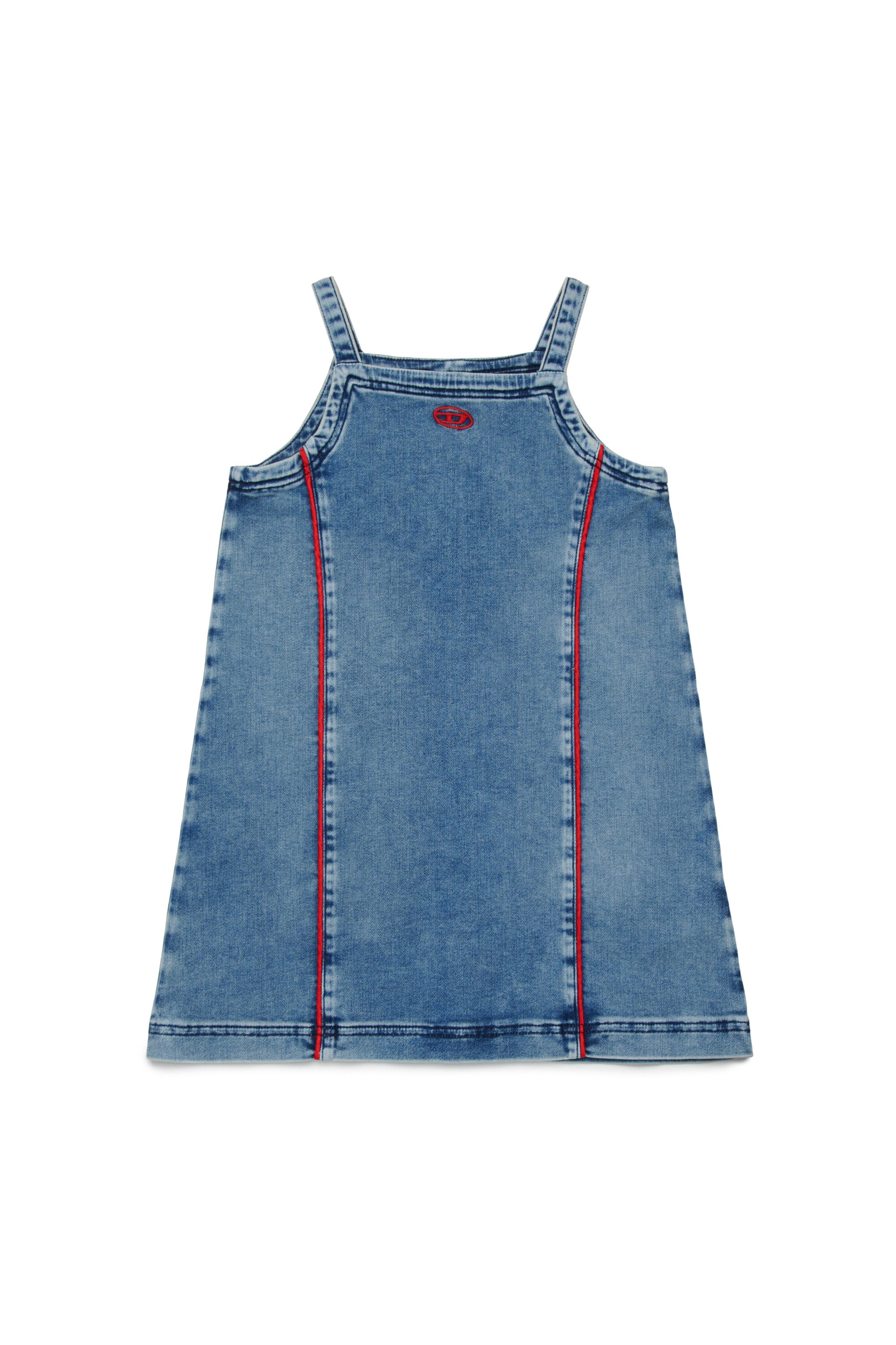 Vestido corto de denim con logo
