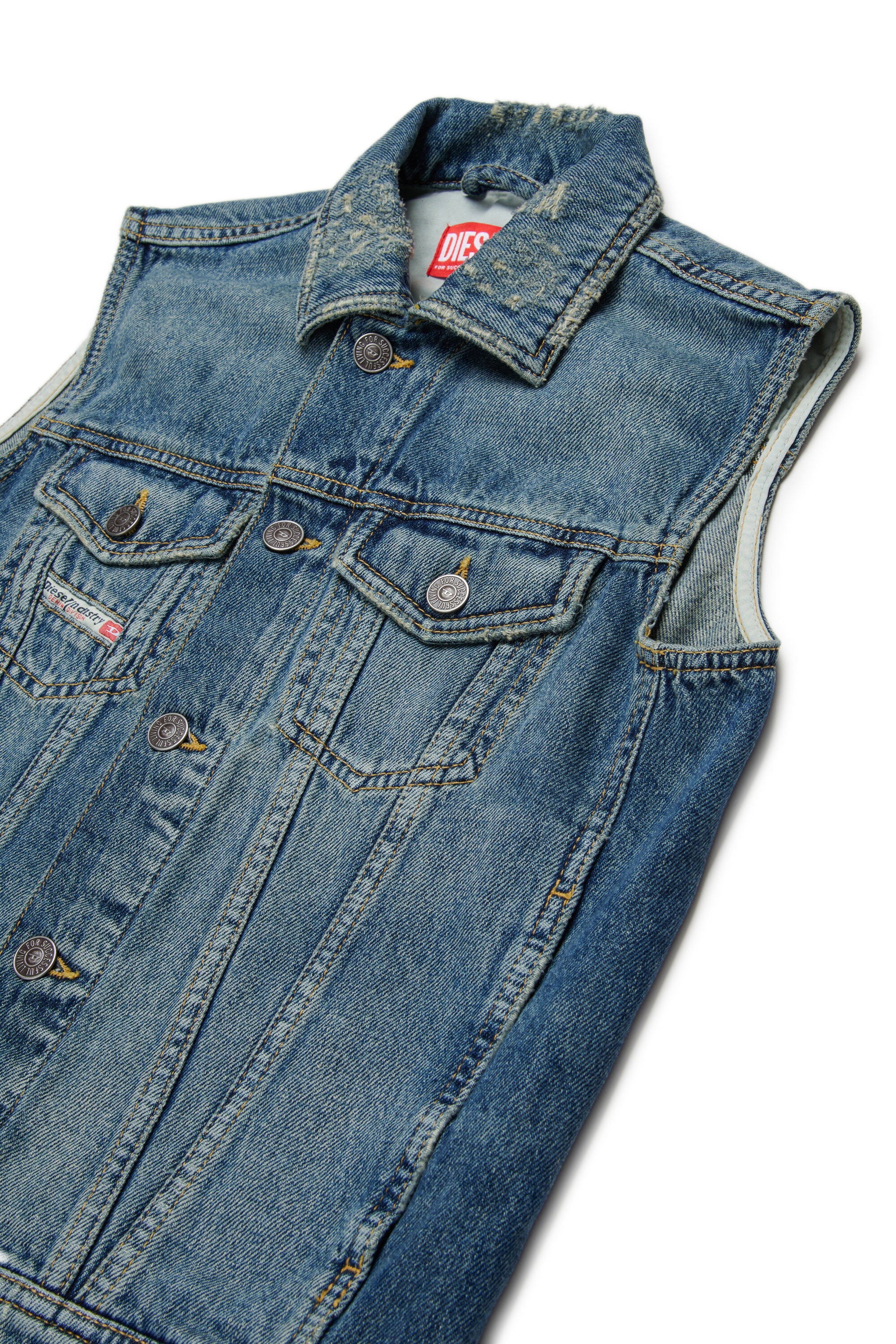 Gilet denim con logo stampato