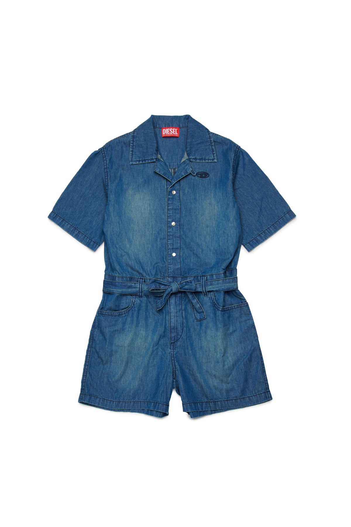 Kurzer Denim-Overall mit Logo