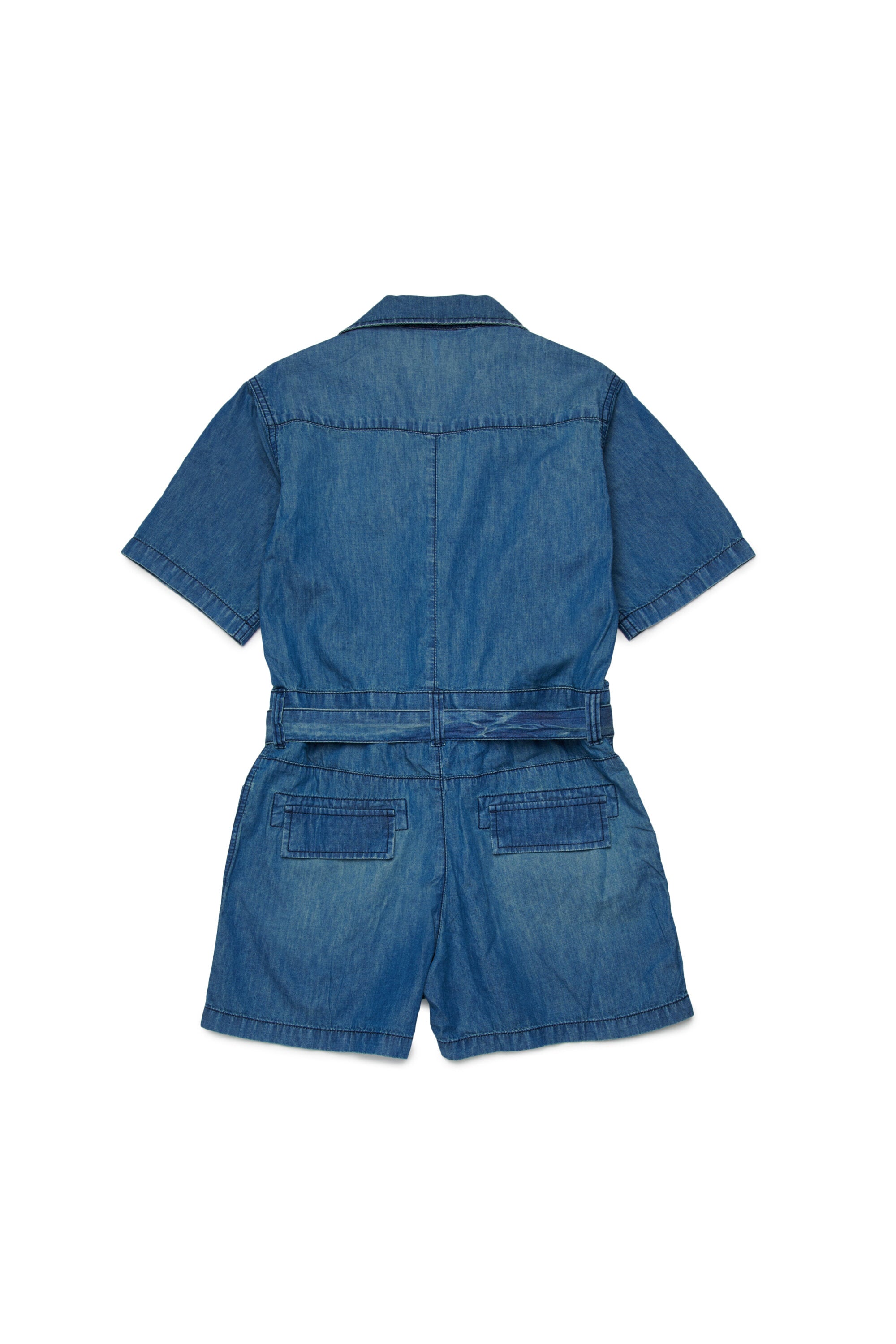 Kurzer Denim-Overall mit Logo