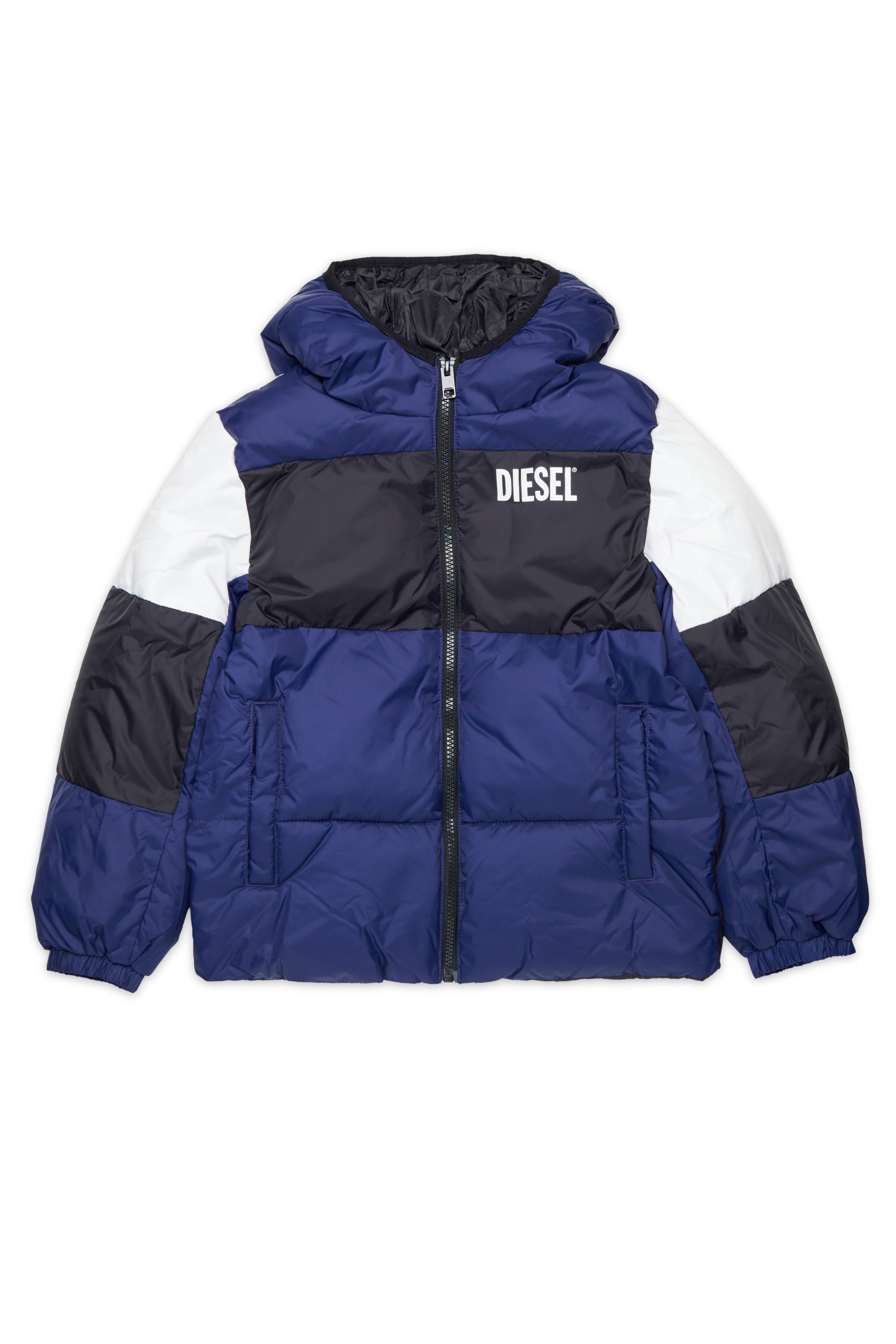 Steppjacke mit Colorblock-Design und Logo