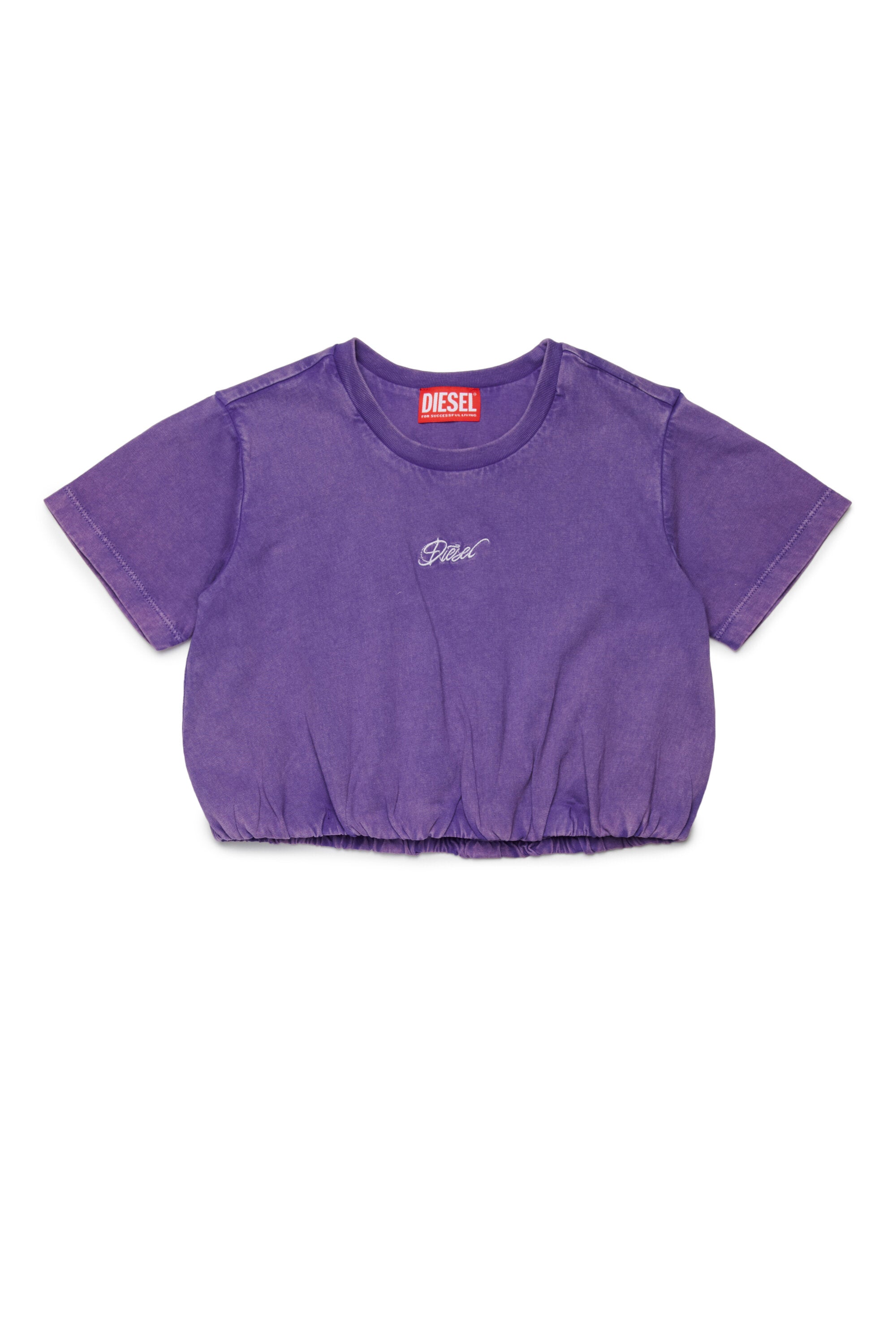 Kurzes T-Shirt mit gesticktem Logo