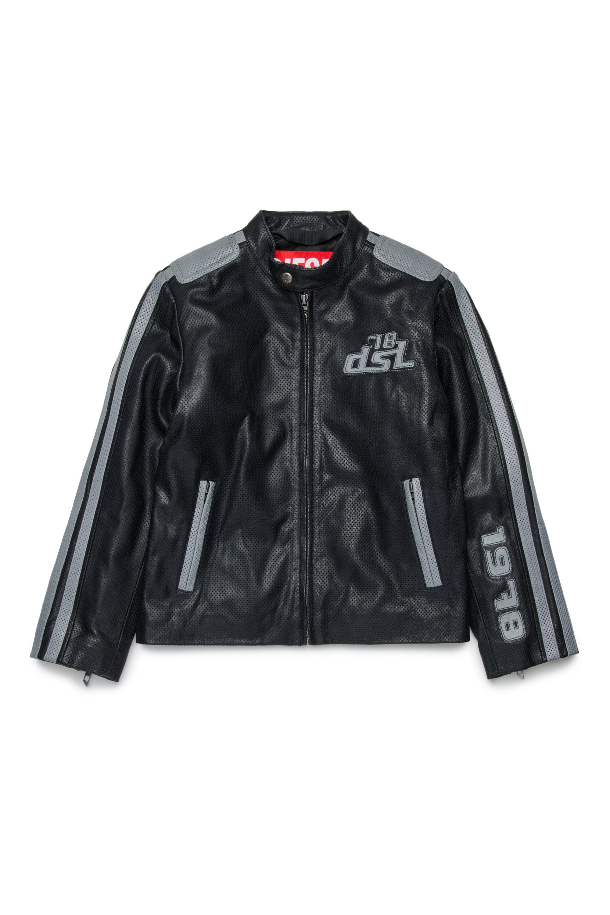 Bikerjacke mit aufgedrucktem Logo