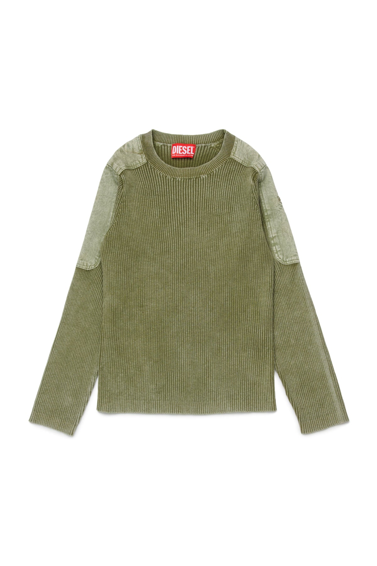 Gerippter Pullover mit Rundhalsausschnitt und Logo