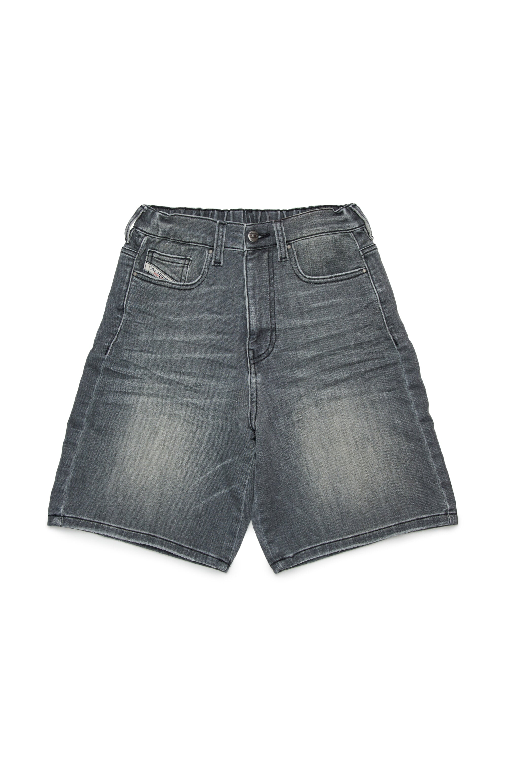 Shorts denim grigio effetto washed