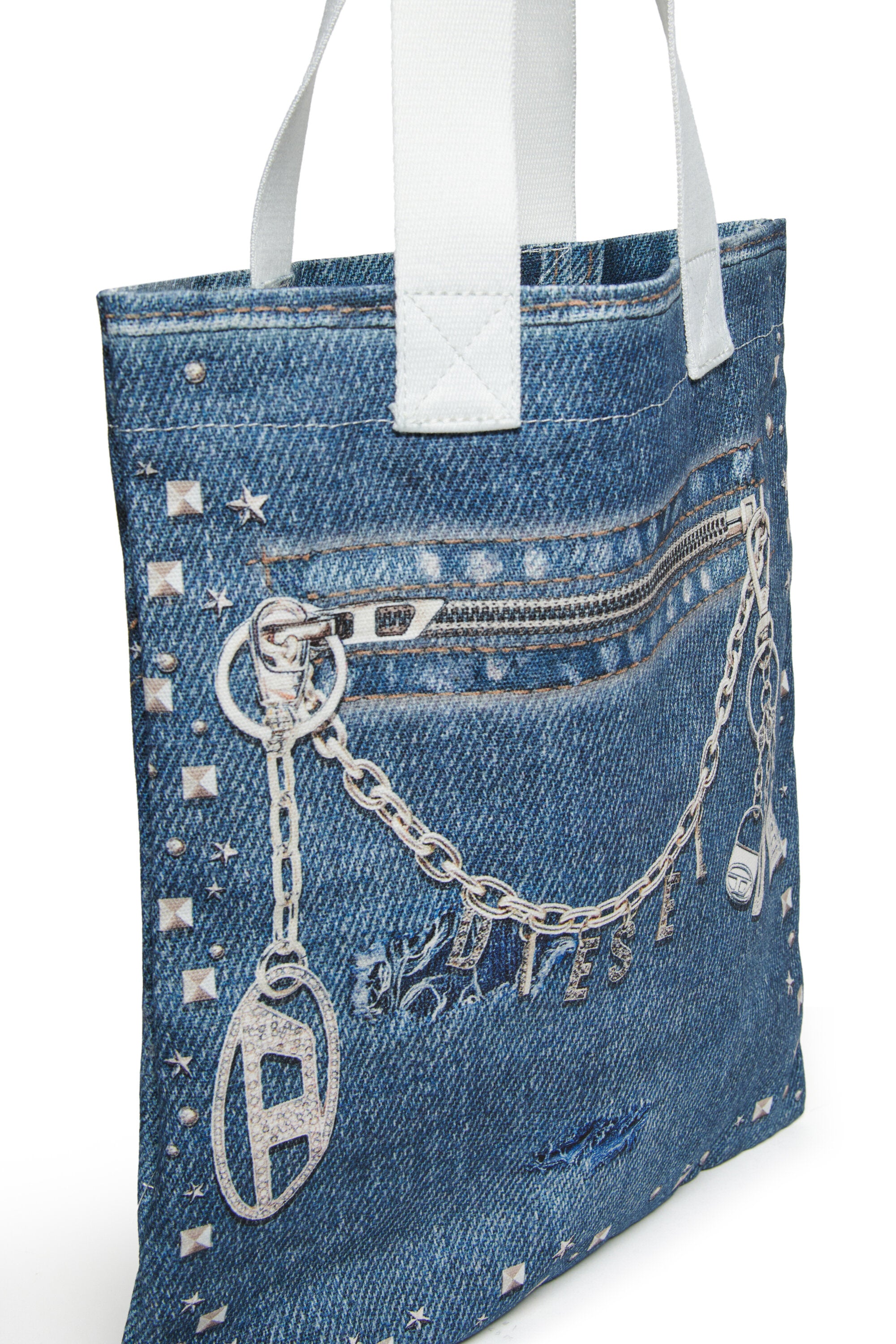Borsa tote Wrisy con effetto denim