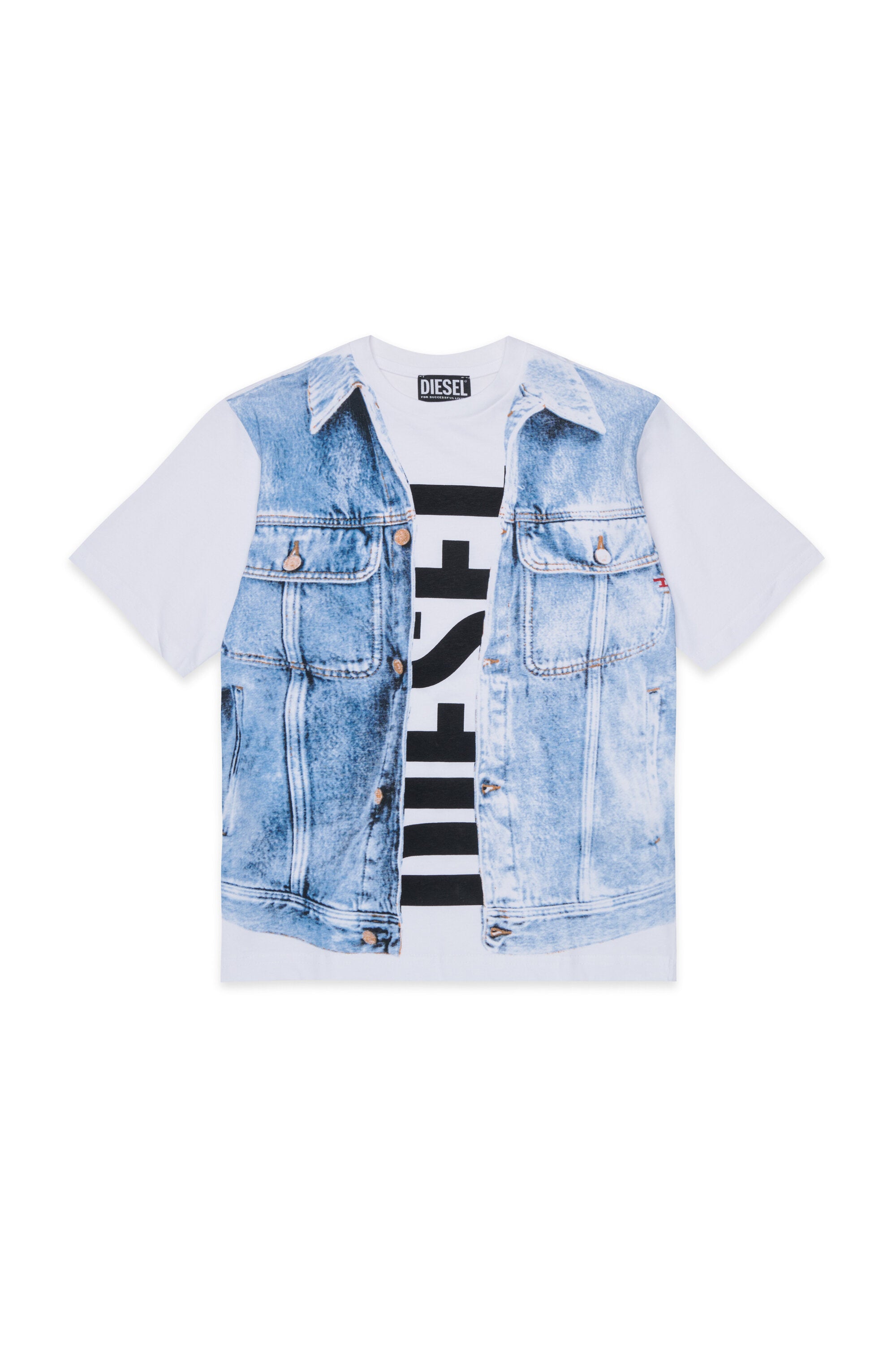 T-Shirt mit Denim-Effekt-Print und Logo