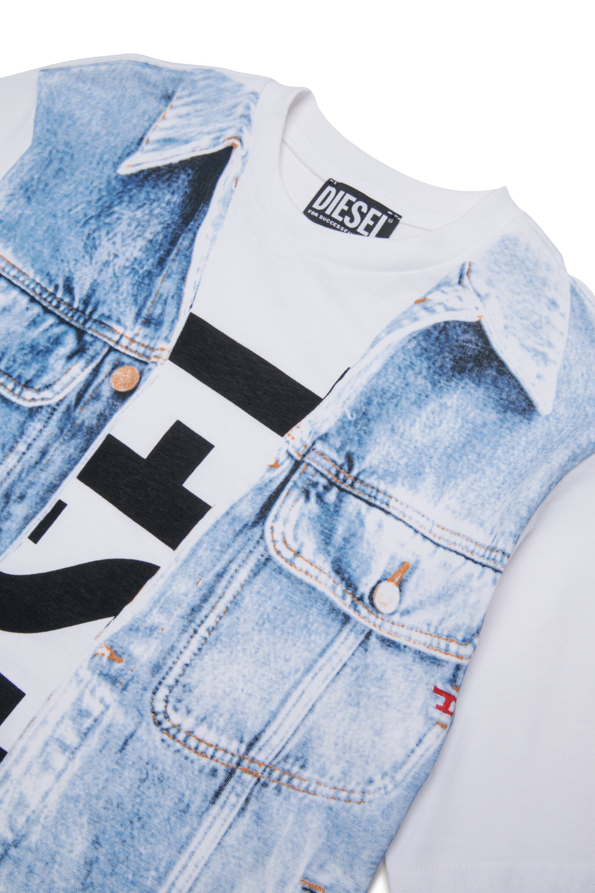 T-Shirt mit Denim-Effekt-Print und Logo