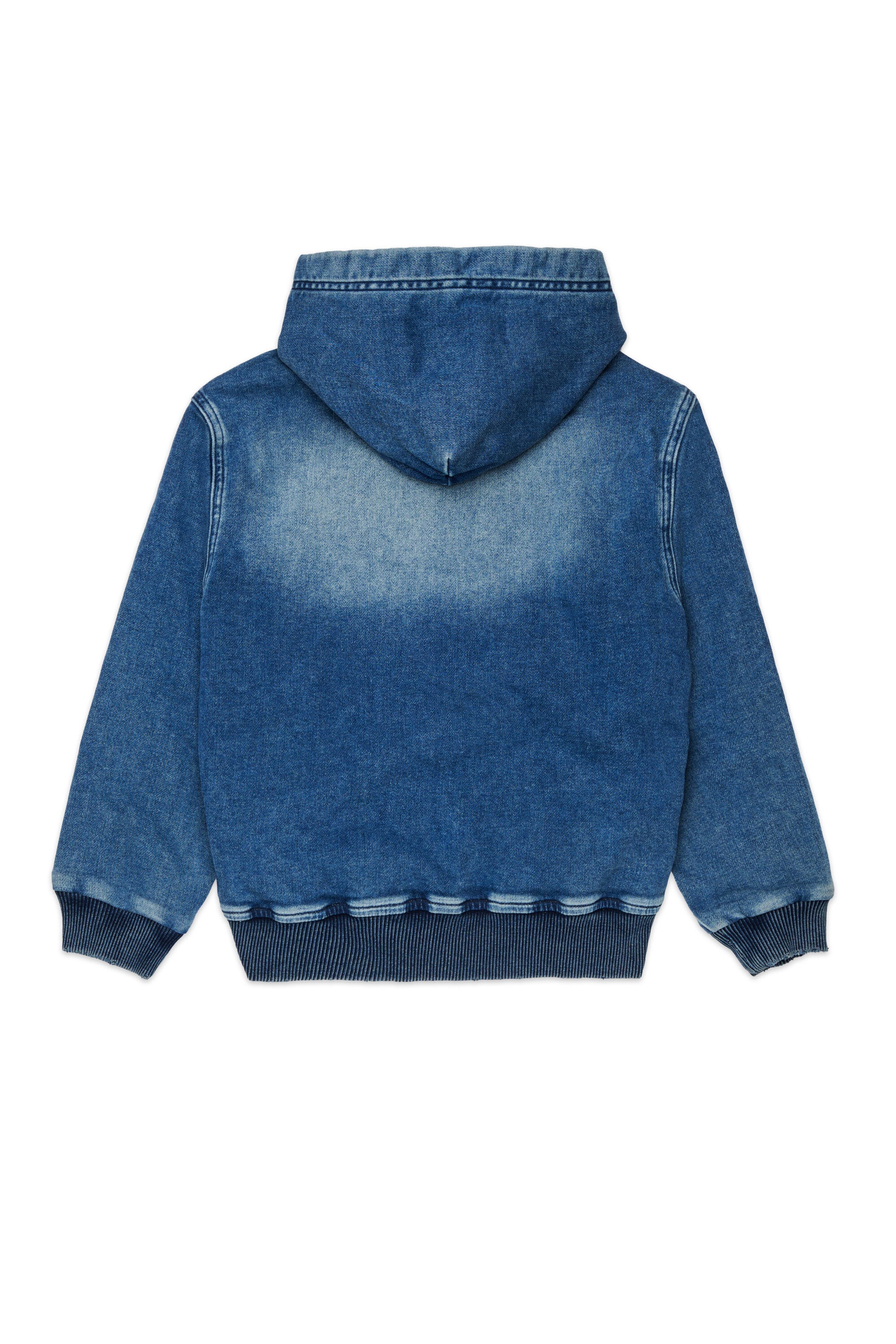 Sudadera con cremallera efecto denim y logo