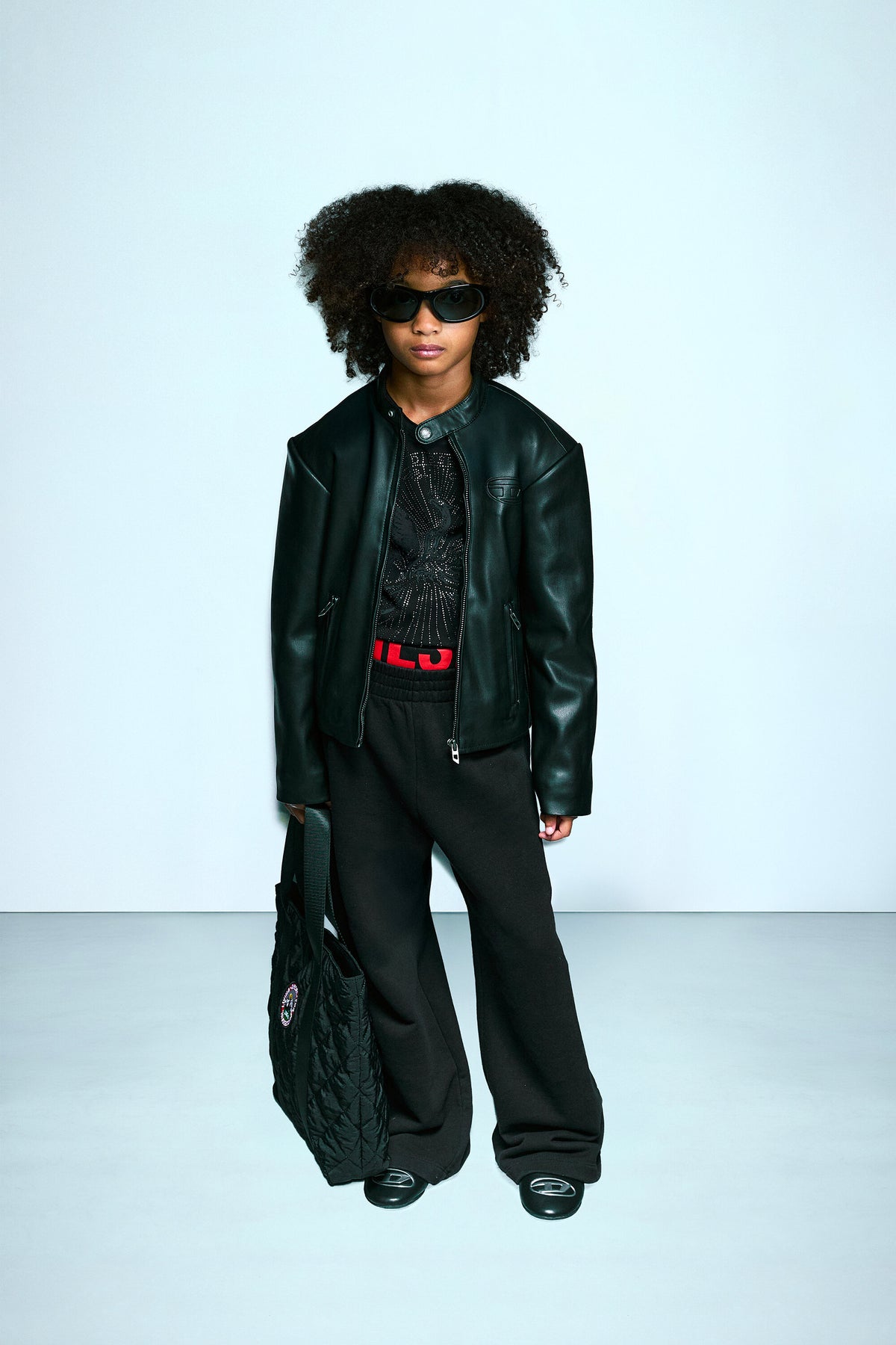 Biker jacket with printed logo