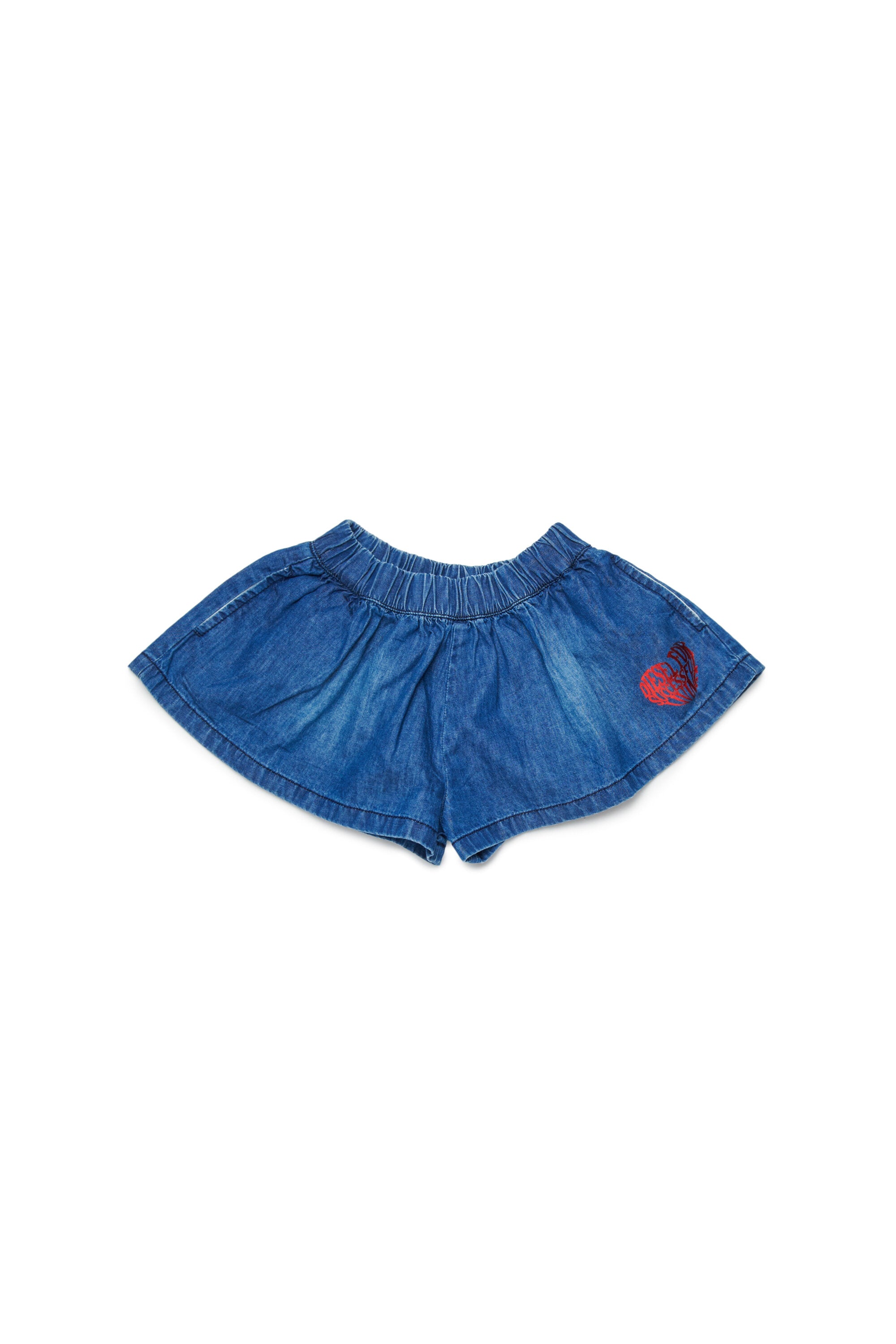 Shorts denim con logo stampato
