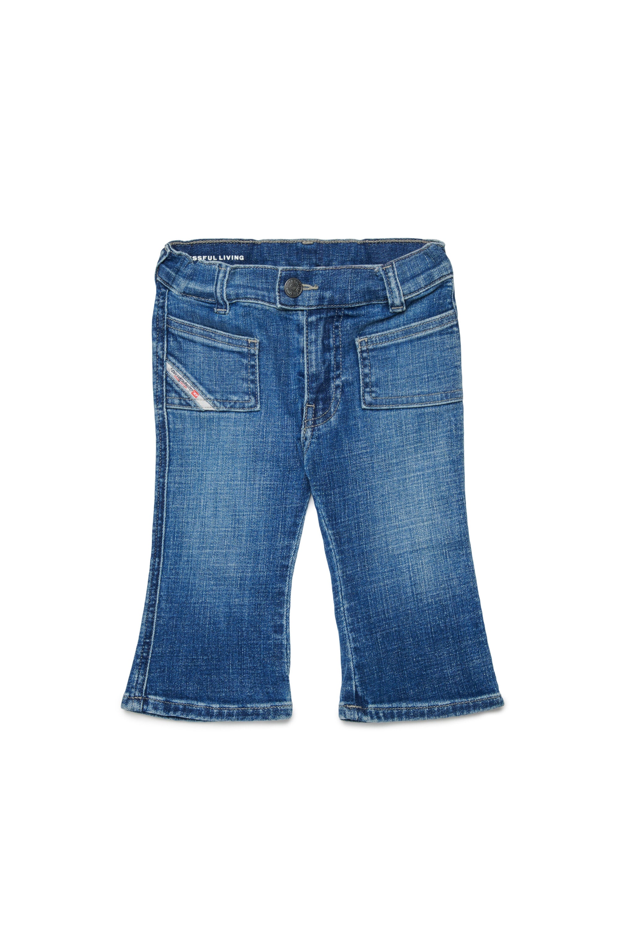Bootcut-Fit-Jeans in mittlerer blauer Waschung – D-Heki