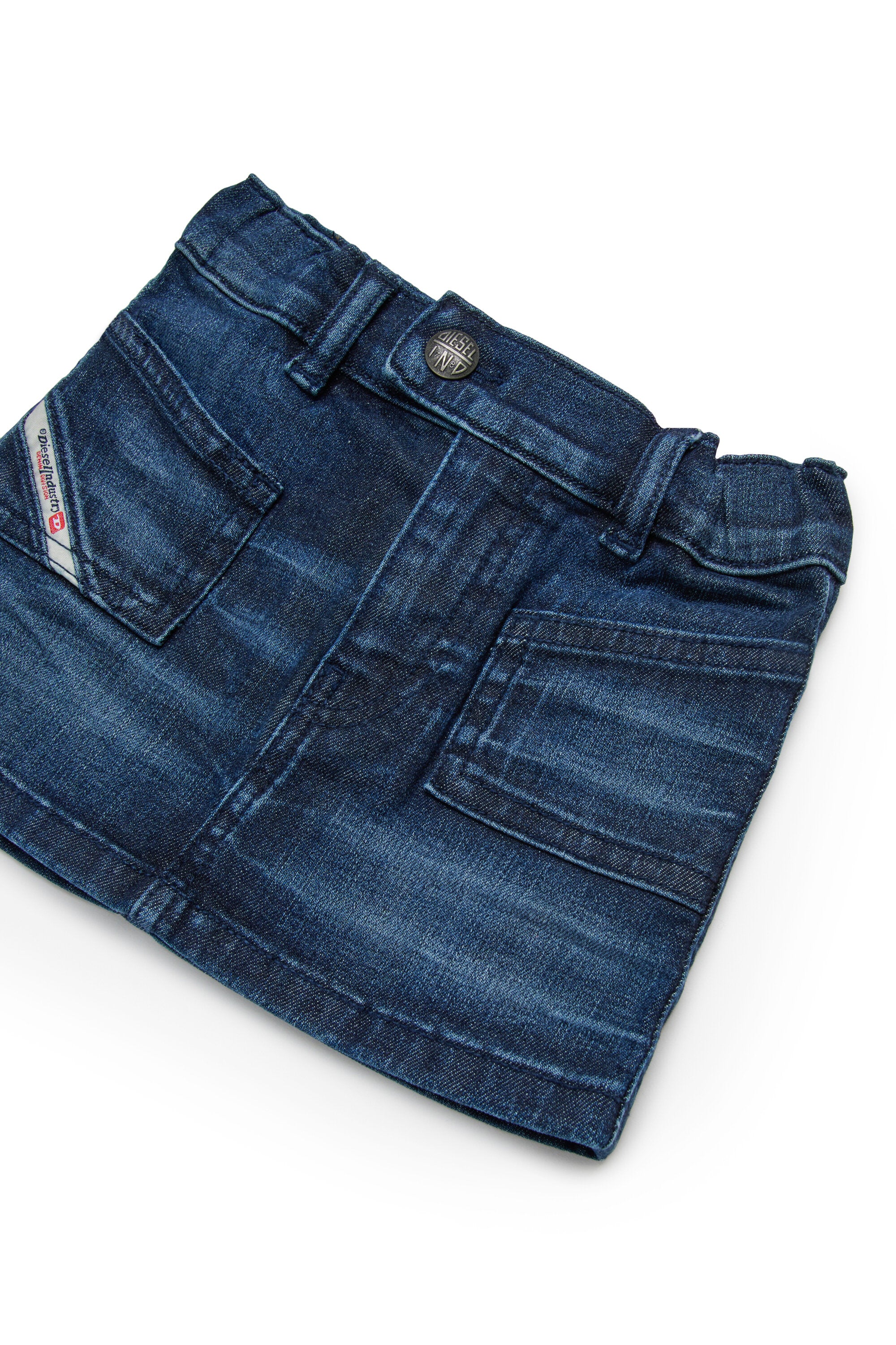 Gonna corta in denim blu scuro