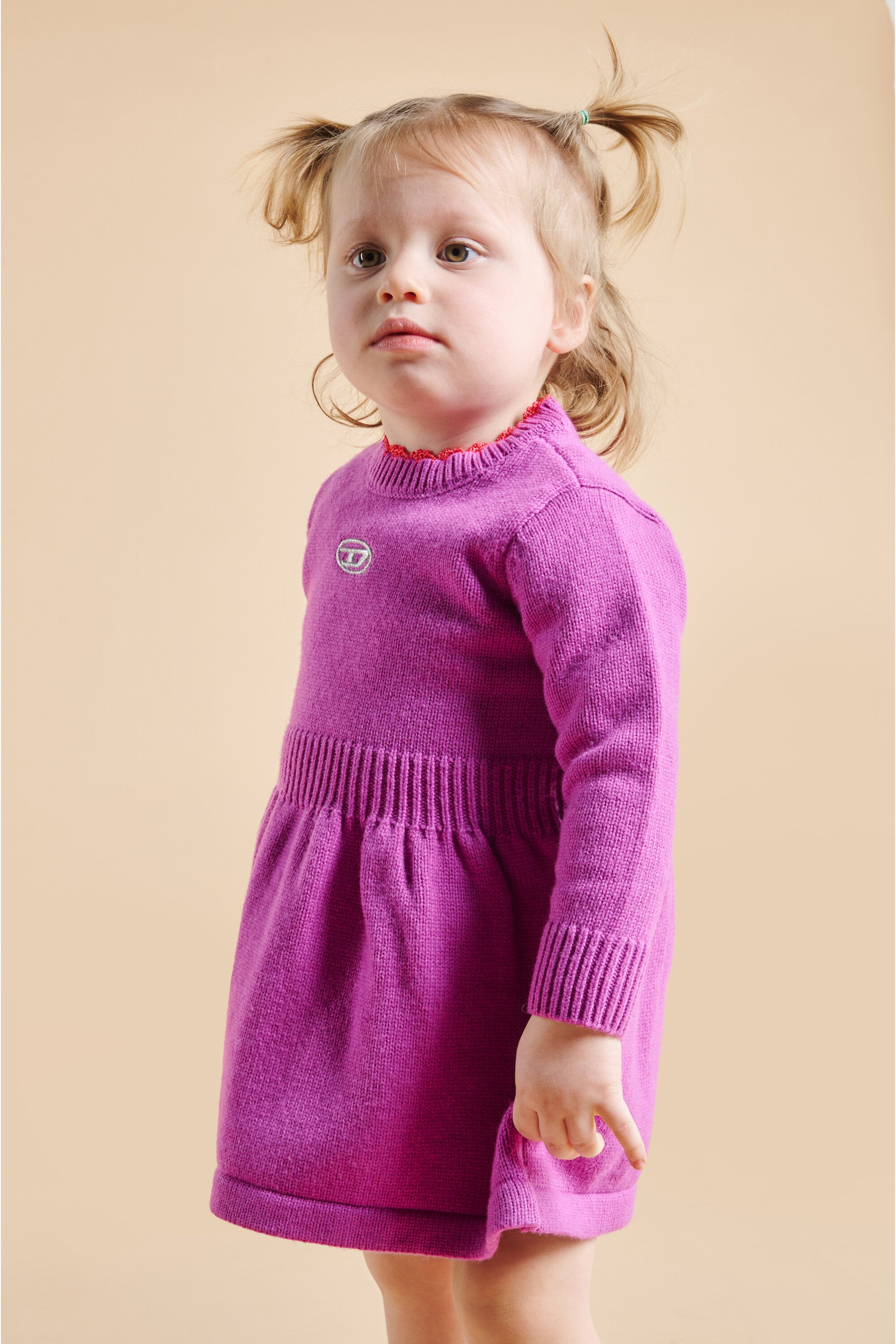 Robe midi en mélange Cashemire avec logo Oval D