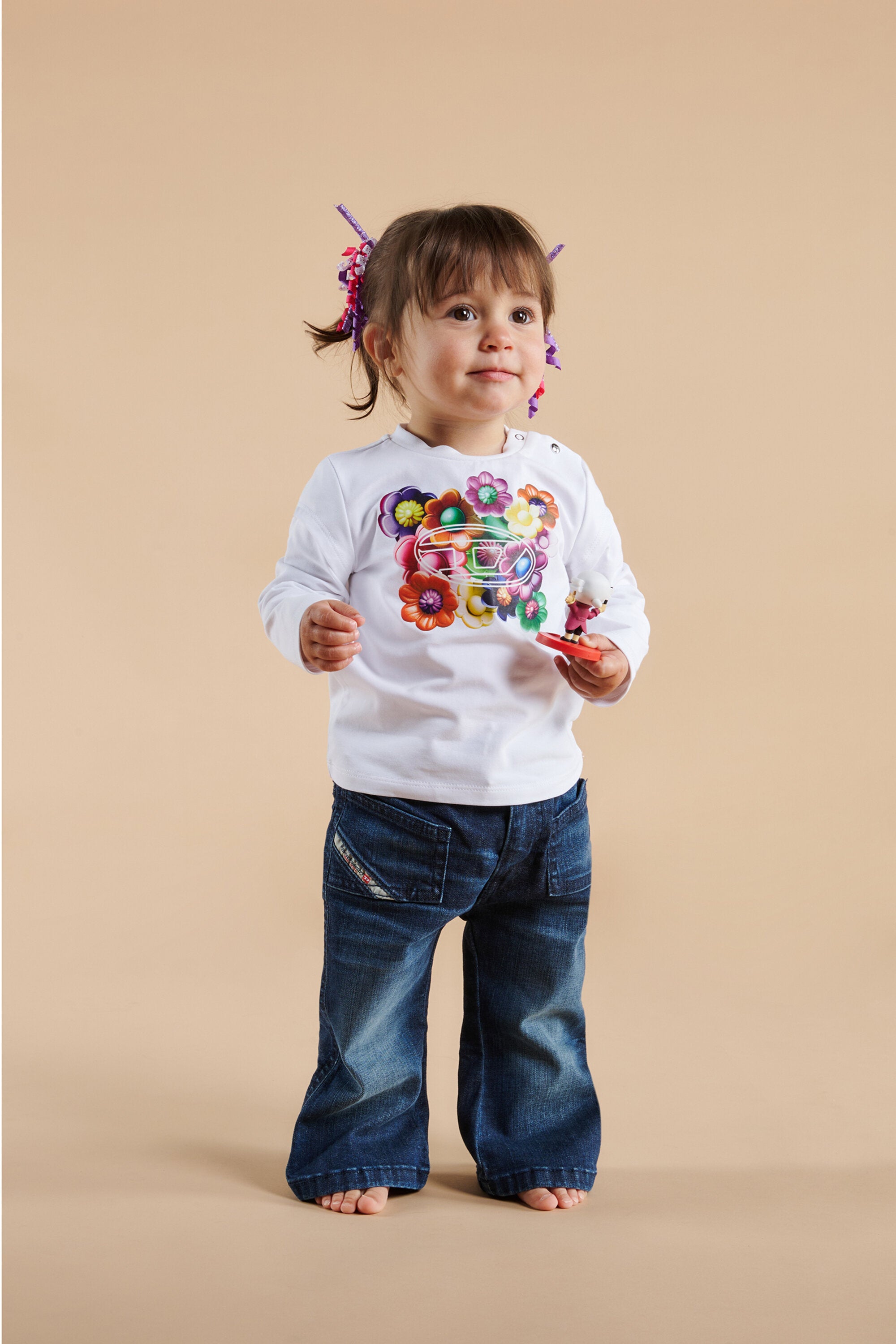 T-shirt in jersey stretch con stampa Flower